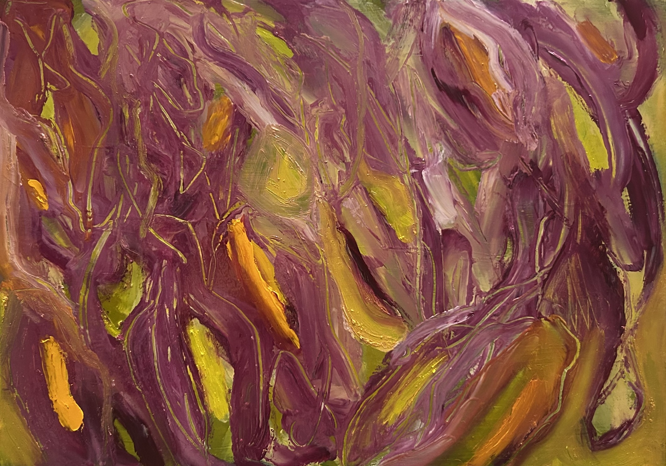 Untethered five, 2025, oil on board, 21cm x30cm