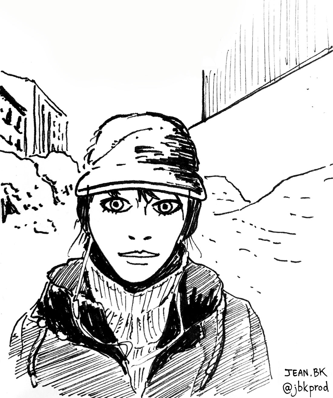 Perrine in Snowy Madrid - Ink on paper 10x13 cm