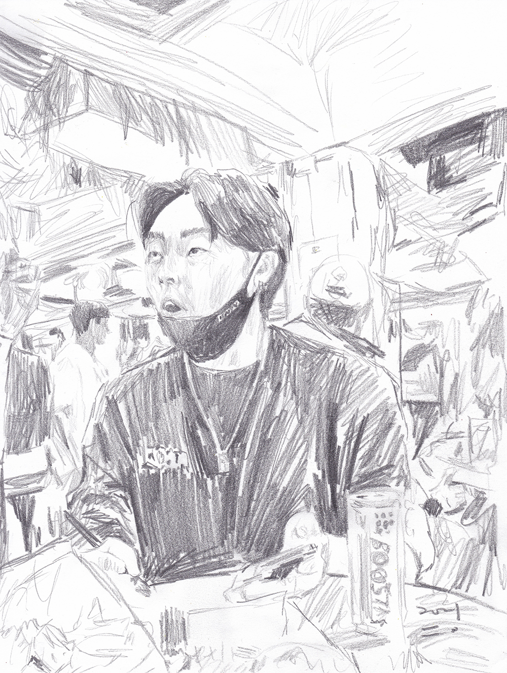 라이딩 메이트, 2021, pencil on paper, 27.9*21(cm)