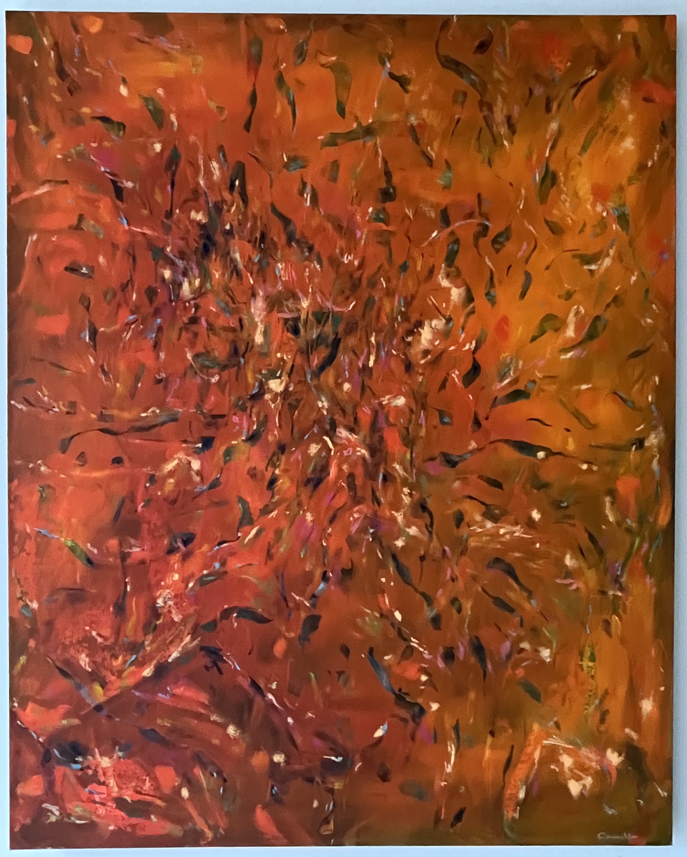 firelight, 48x60 acrylic flashe oil stick wax crayon on canvas.