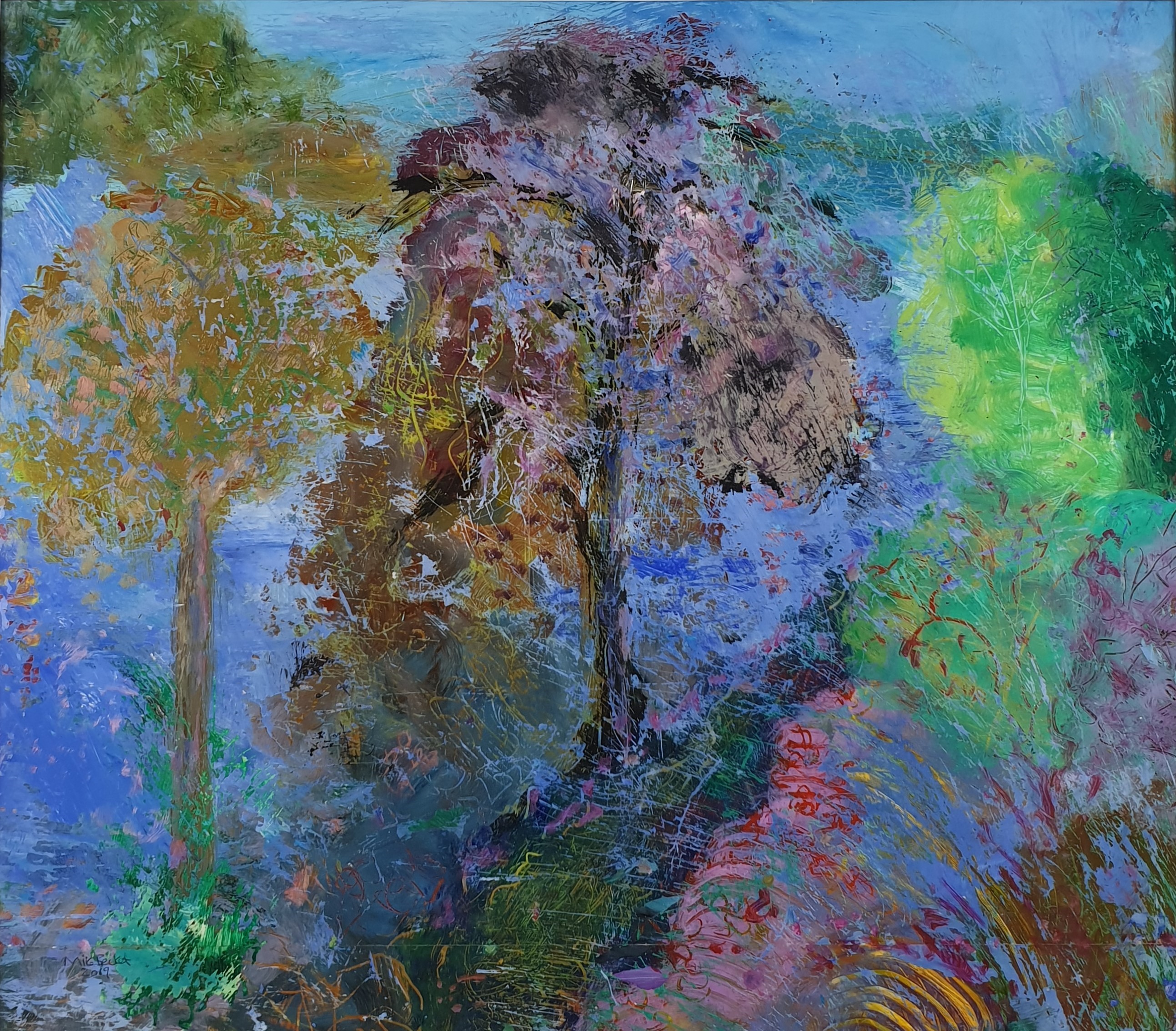 Paradise Garden, Acrylic on Perspex 69 x 63, 2019