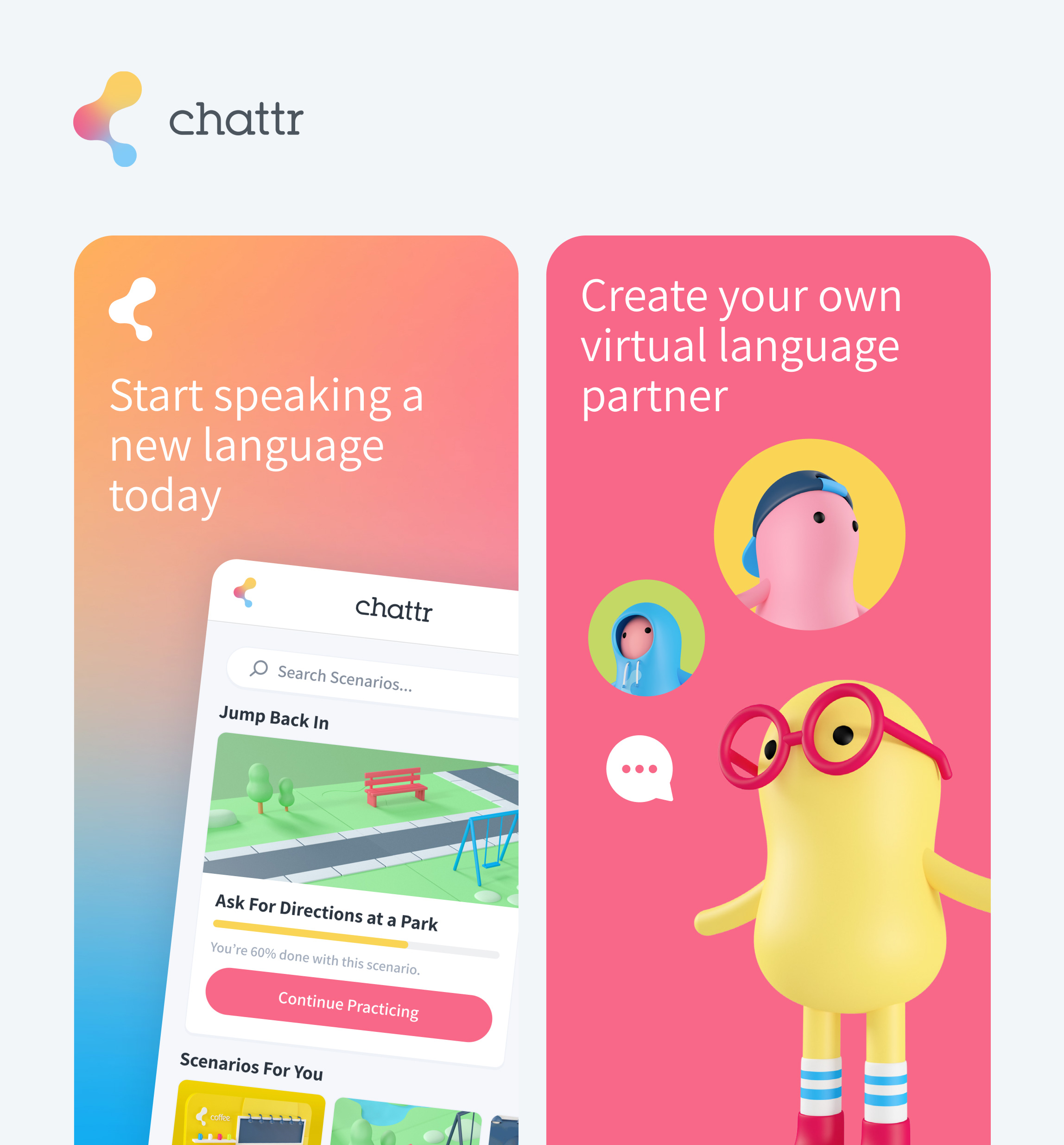 ︎︎︎ "CHATTR" LANGUAGE LEARNING APP — UI/UX