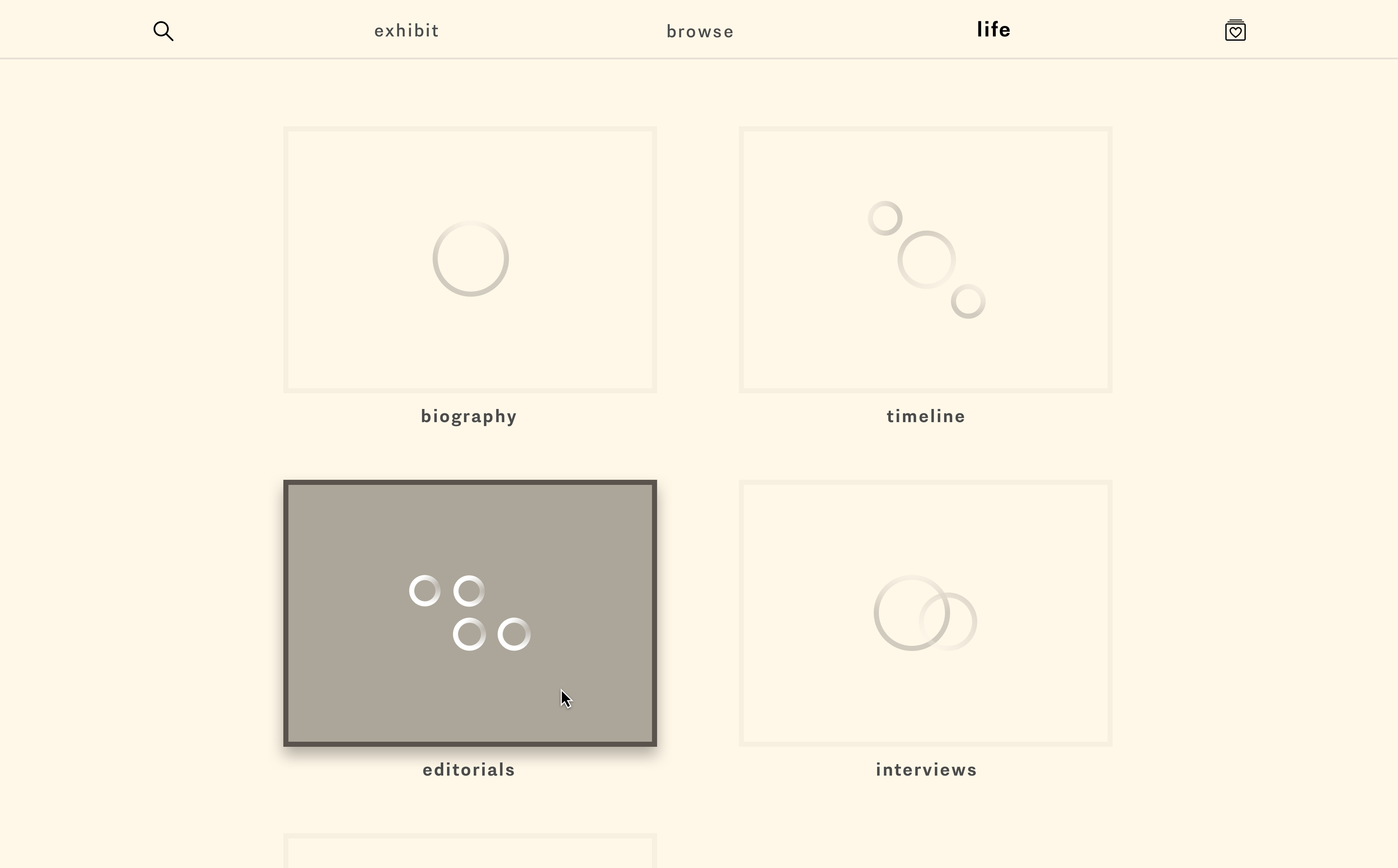 "Life" Tab - Item Hover State