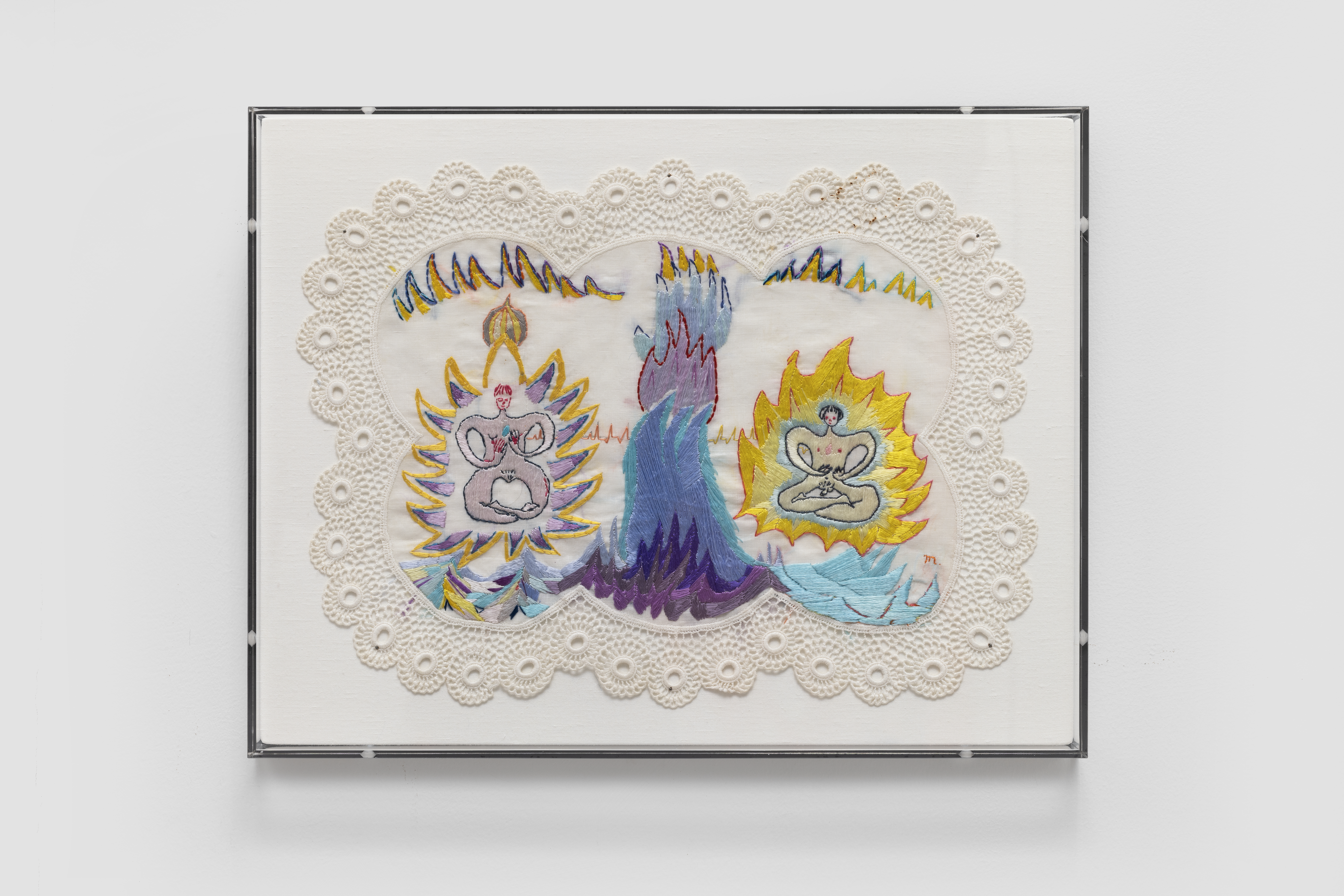 Violet Flame 28x37cm 2024 Embroidery, silk, linen tablecloth