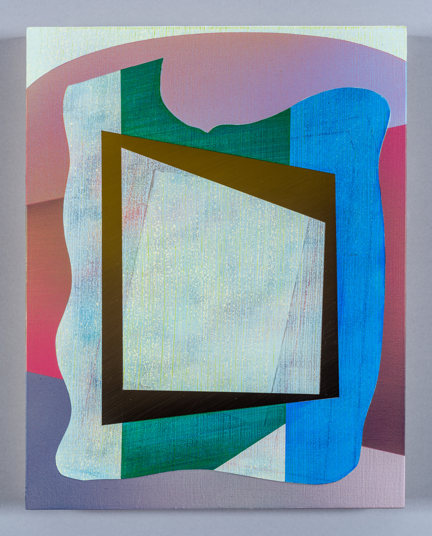 January Shelter, 2021, acrylic and colored pencil on panel, 14 &times; 11&rdquo;.