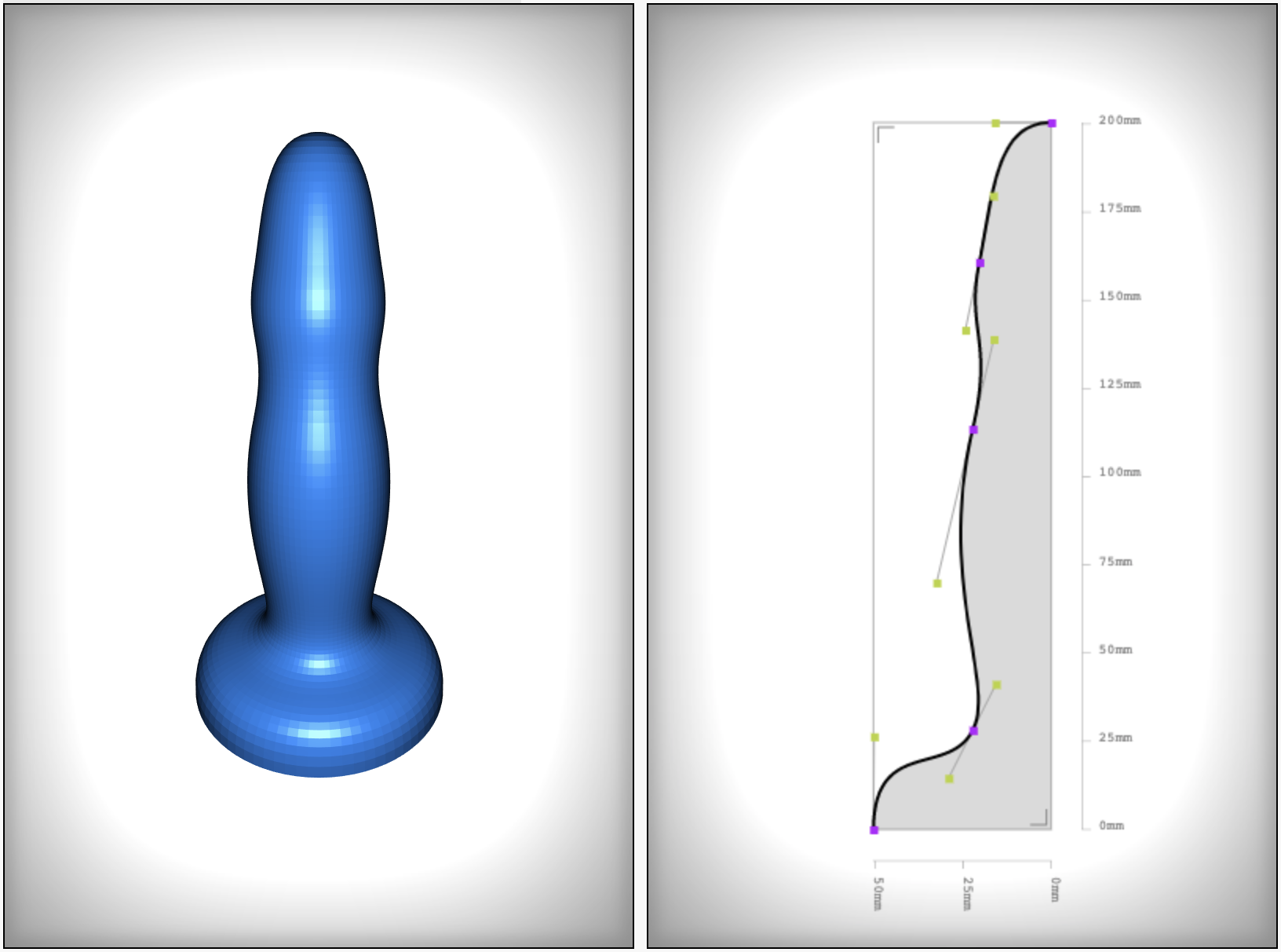 A bleeding edge HTML5/WebGL/THREE.js dildo generator for 3D printing. 