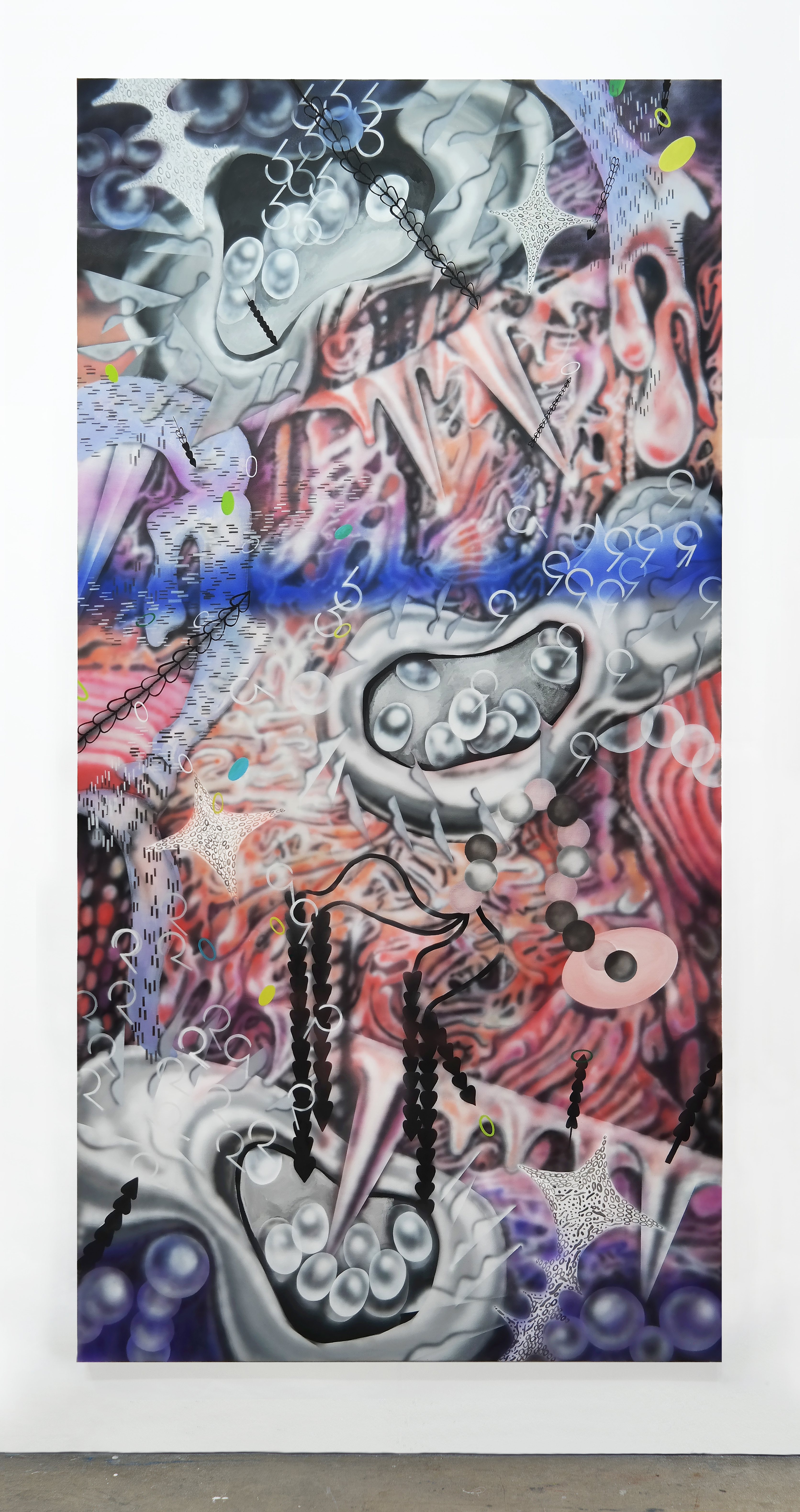 Blue Migration, 2021, acrylic on canvas, 76 x 38 IN