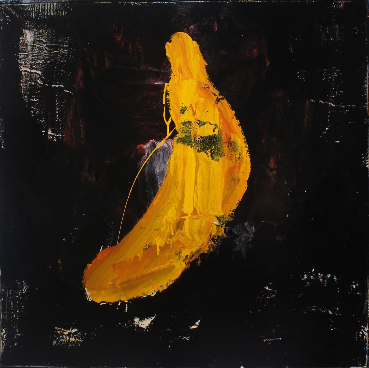 The banana, 2014, enamel paint on canvas, 122 x 122 cm