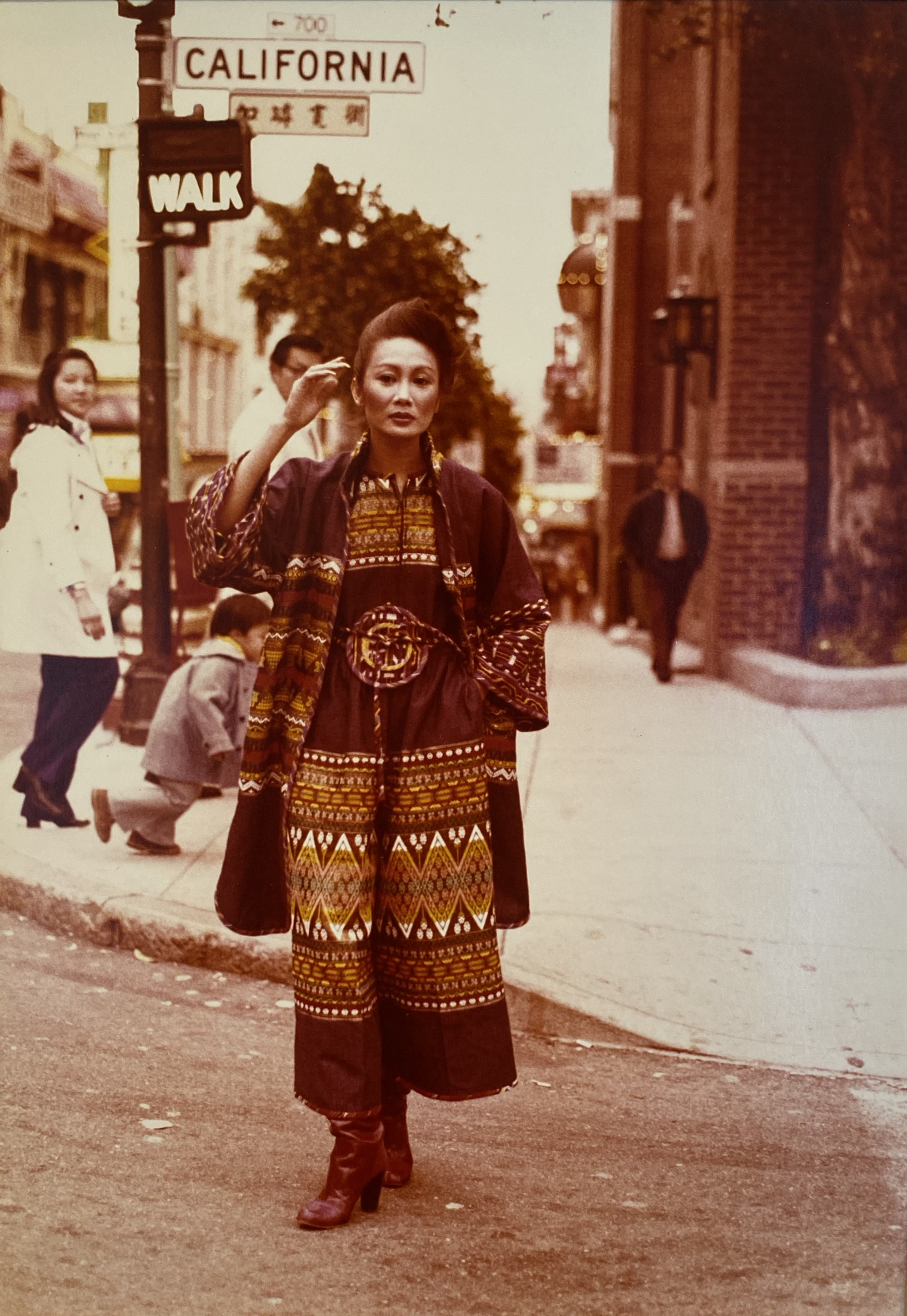 Merle Bulatao in a Green Guatemalan Pantdress, Chinatown, San Francisco