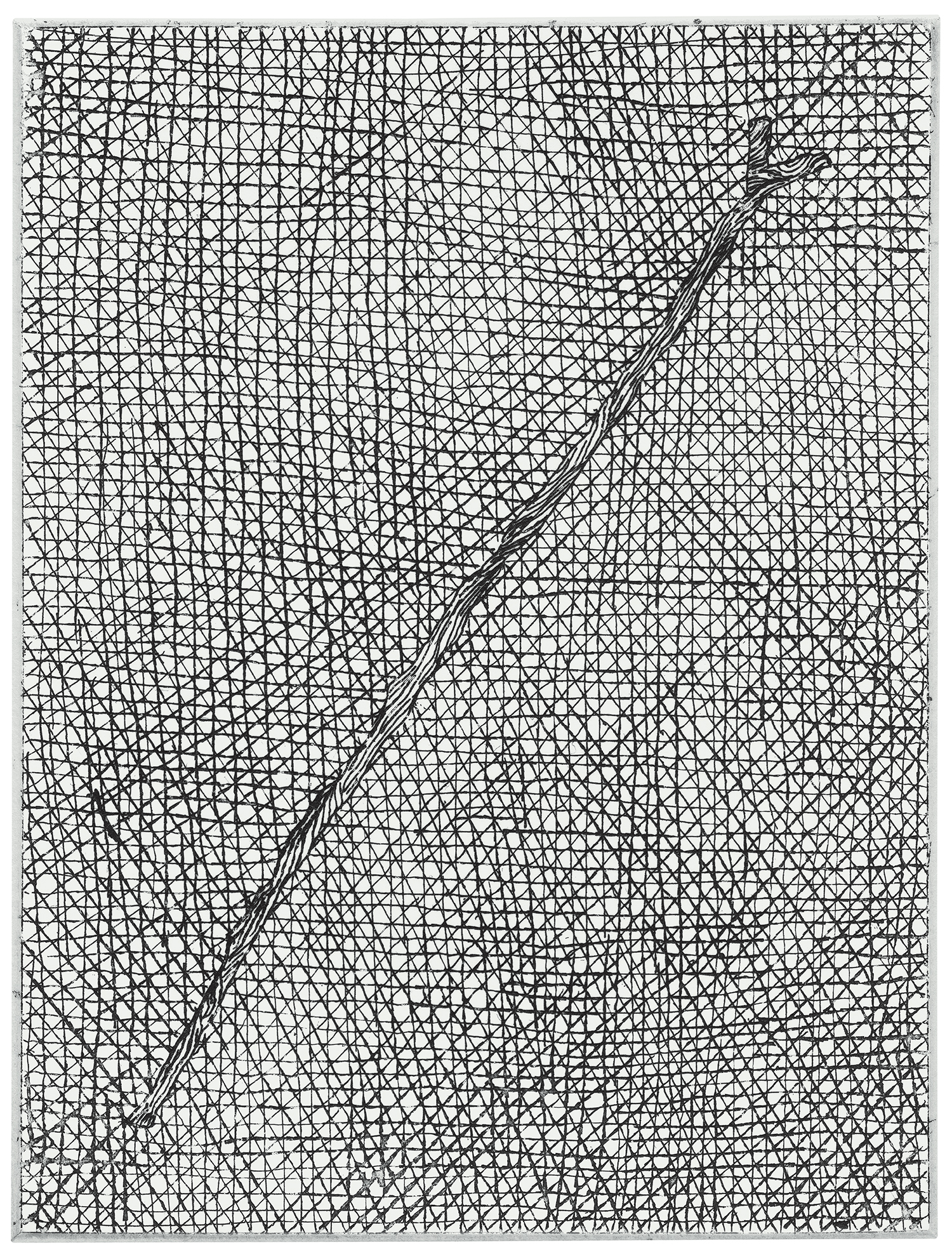 Margaret Mead's Walking Stick, 2007. Etching; 4 x 3 inches