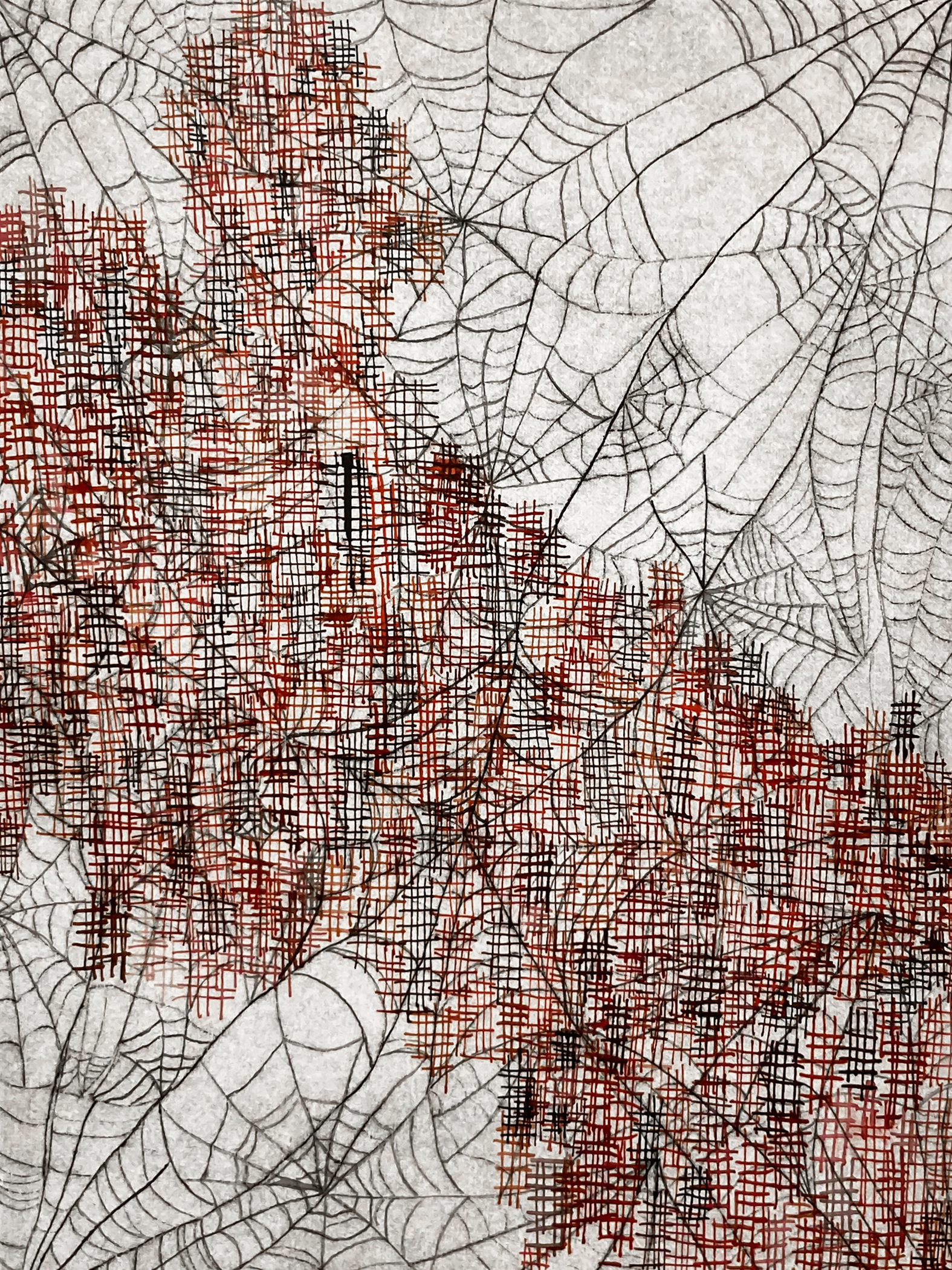 Untitled, 2021, Ink drawing on drypoint etching. 15x20 cm