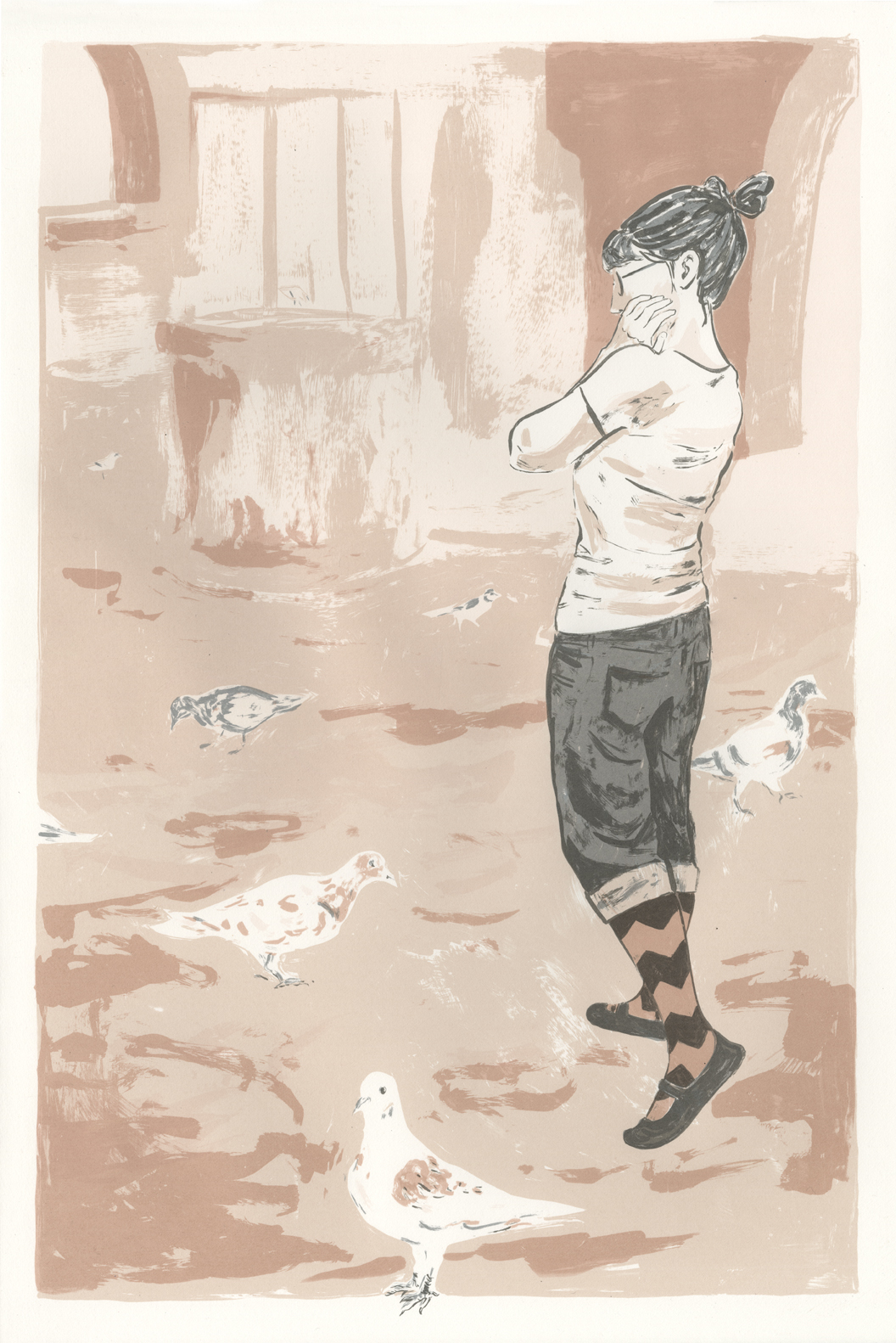 In the square, screenprint, 56x38cm