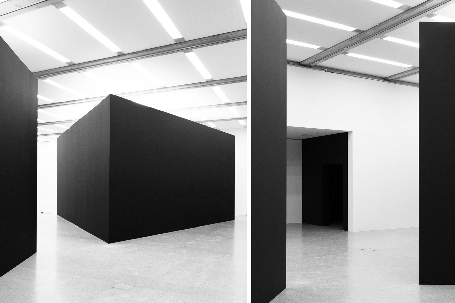 ● Finished view of Pavilion 01 and side gallery video room / "Adam Pendleton: Blackness, White and Light / mumok / Frederick Tang Architecture / Role: Project Manager / Vienna, Austria (2022-23)