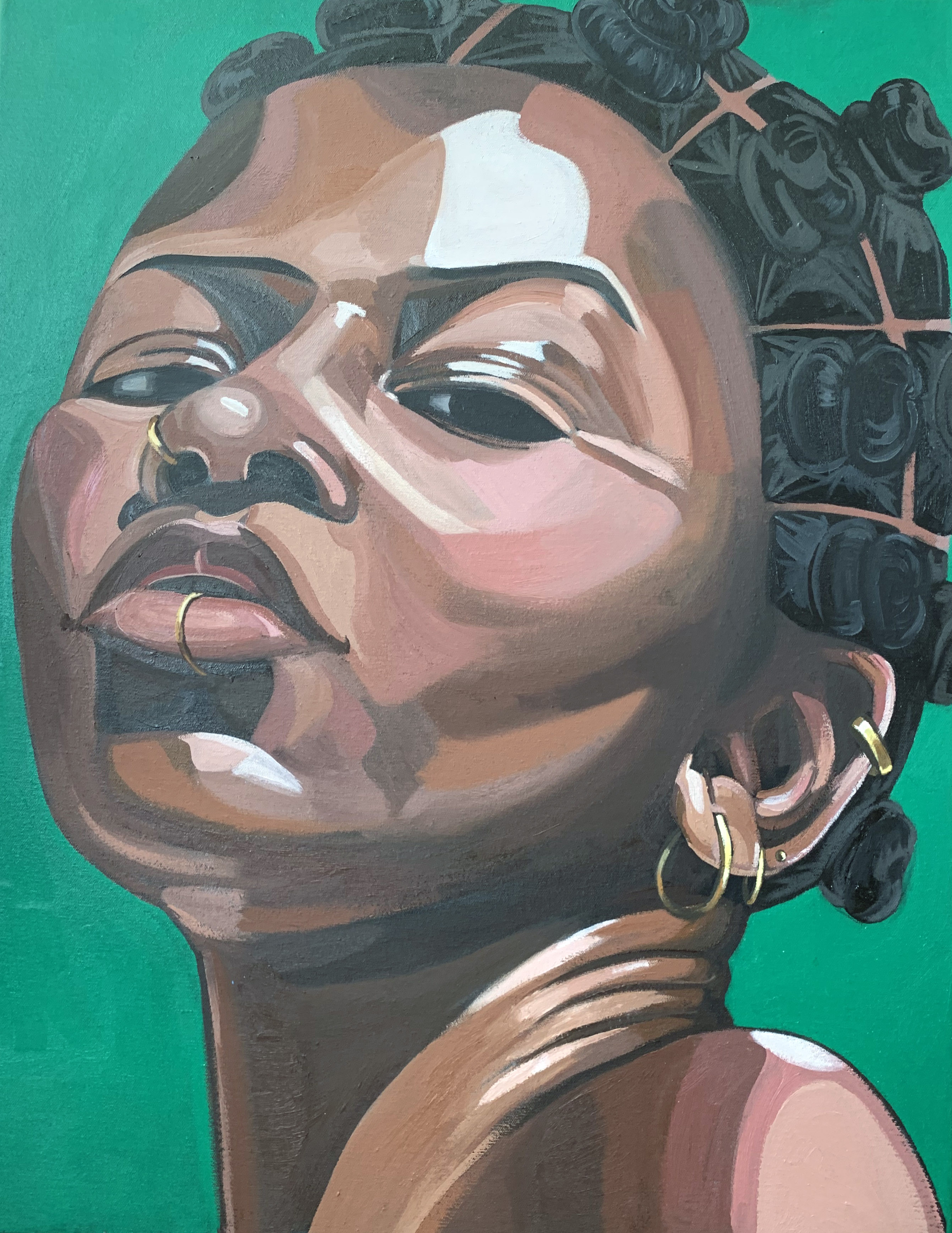 Makeda, (2019) Acrylic and Oil on Canvas 22 in. x 28 in.