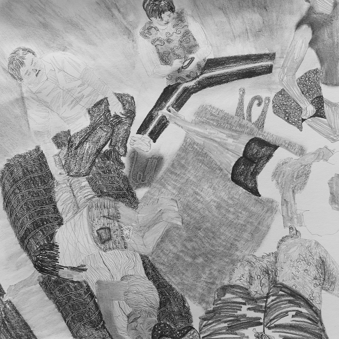 깊은 바닥, 2017, 종이에 연필, 30x30cm