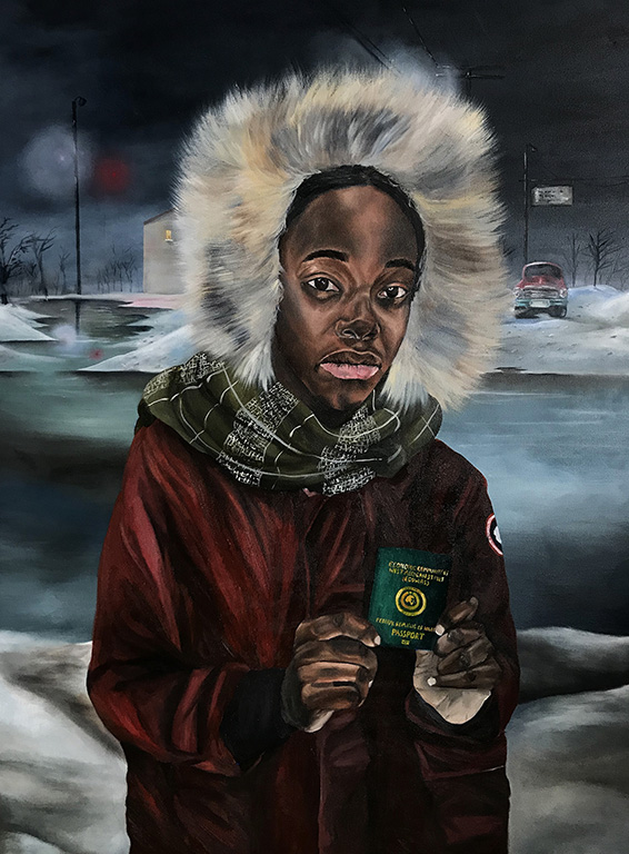 Longings For Ulo (Deer In Headlights), 2019, oil on canvas, 3ft x 4ft