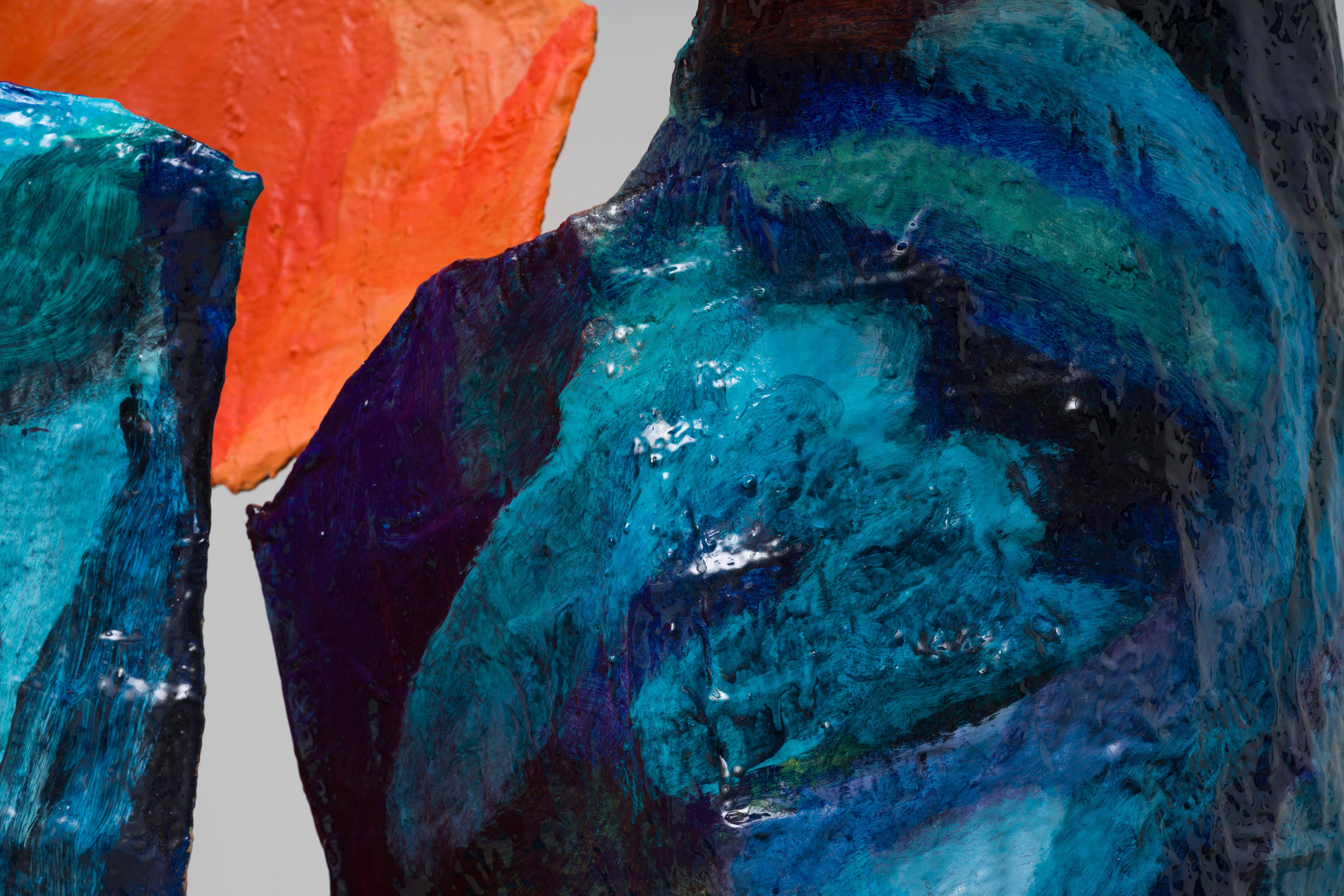 detail of circling you like the ocean, 2023. Forton, resin, acrylic paint, fiberglass, and ceramic. 84” x 47” x 37”