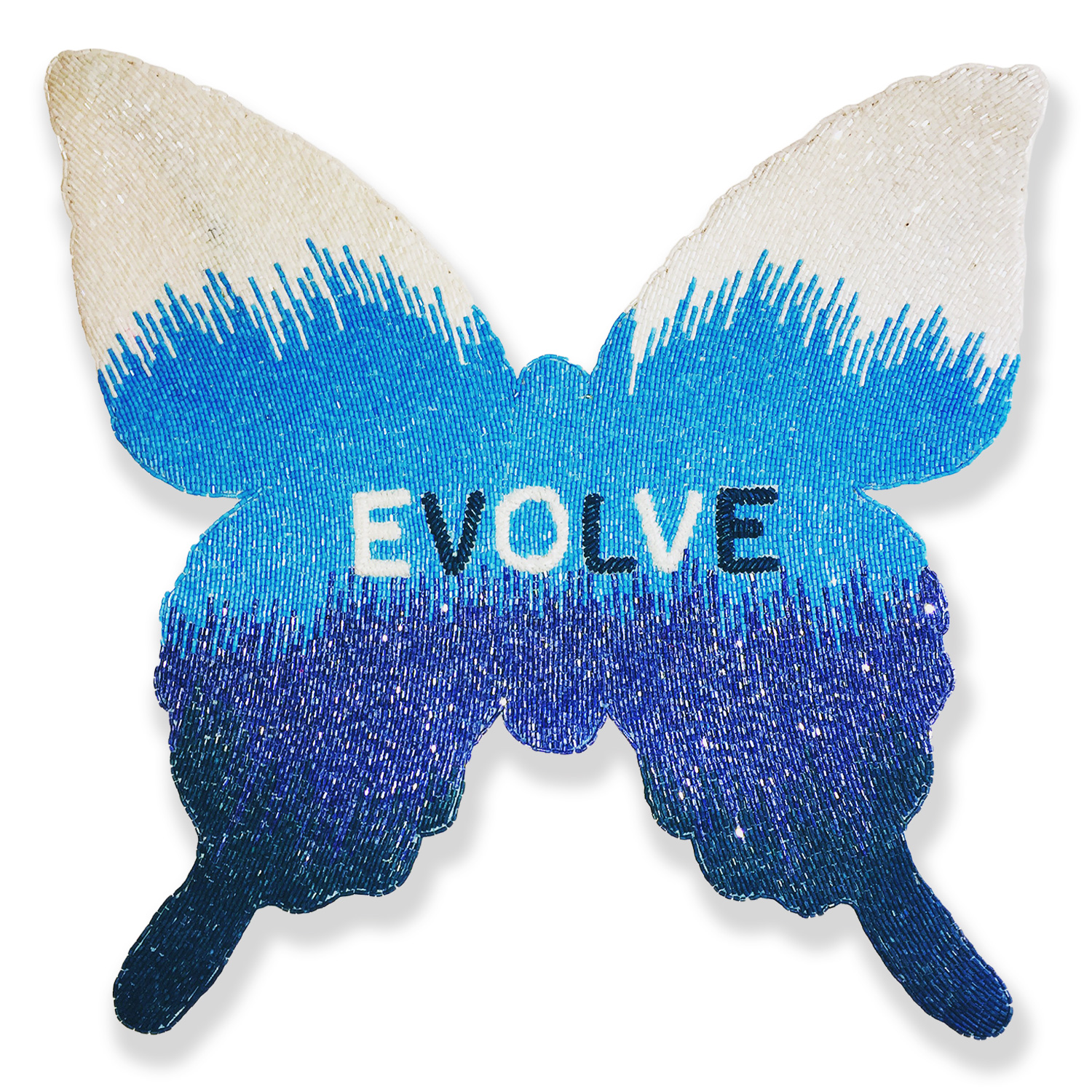 Evolve (Blue) 2015 Beads and embroidery on canvas 15 x 15 x 2 Inches (Edition of 3)