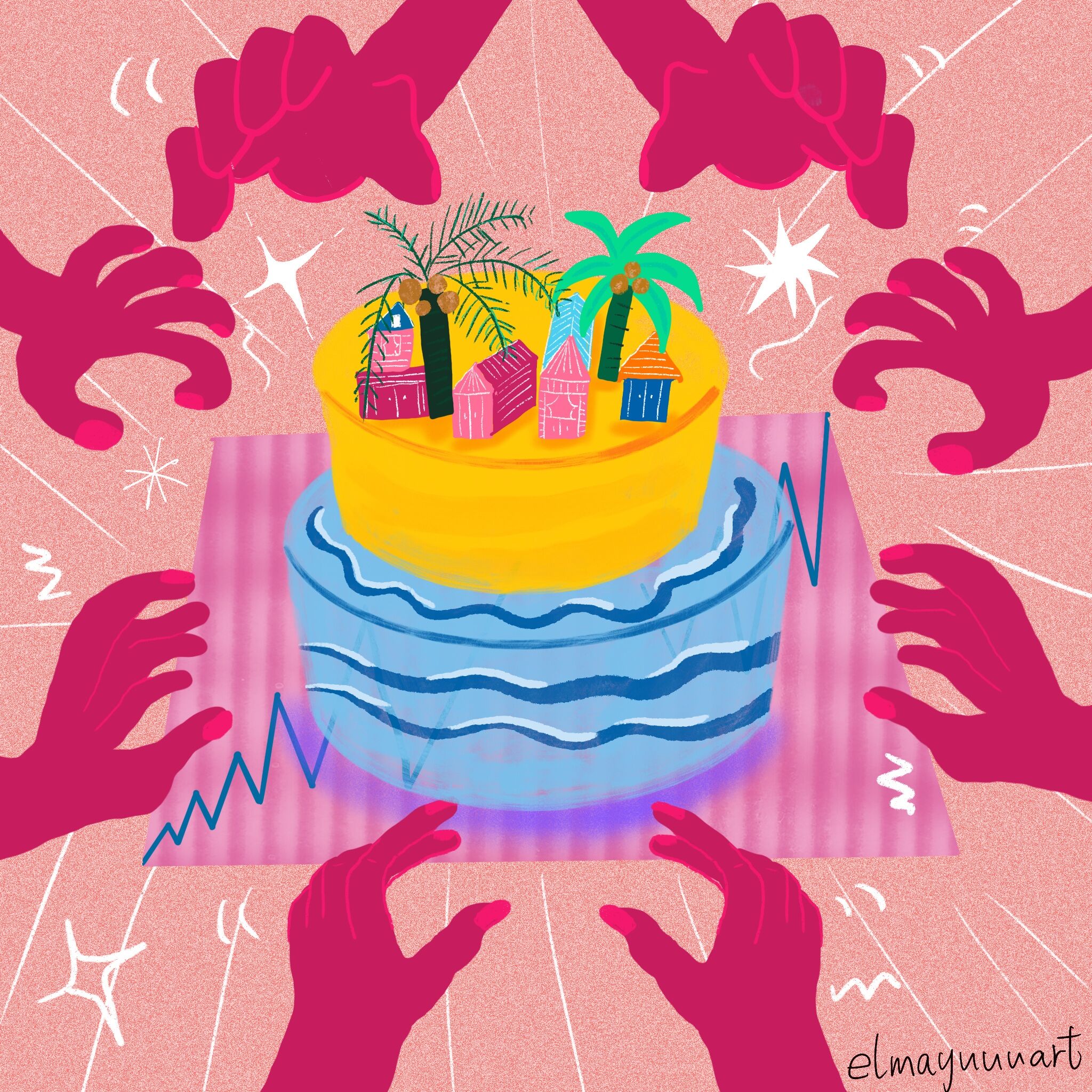 Popular Island Life.(Personal project)-This illustration was inspired by the article from NY TIMES