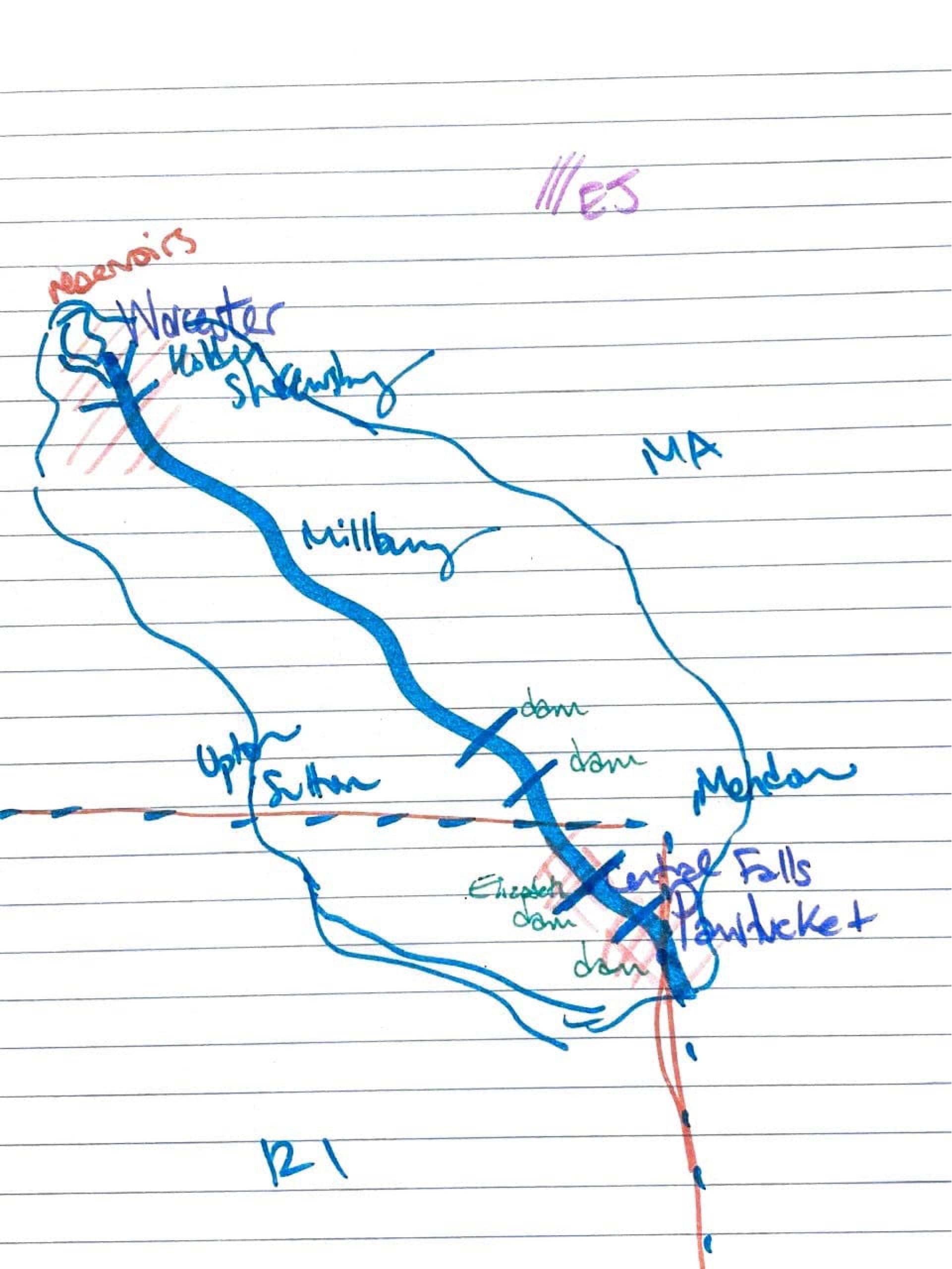 Mental maps from my work with environmental stewards in the Blackstone River watershed.