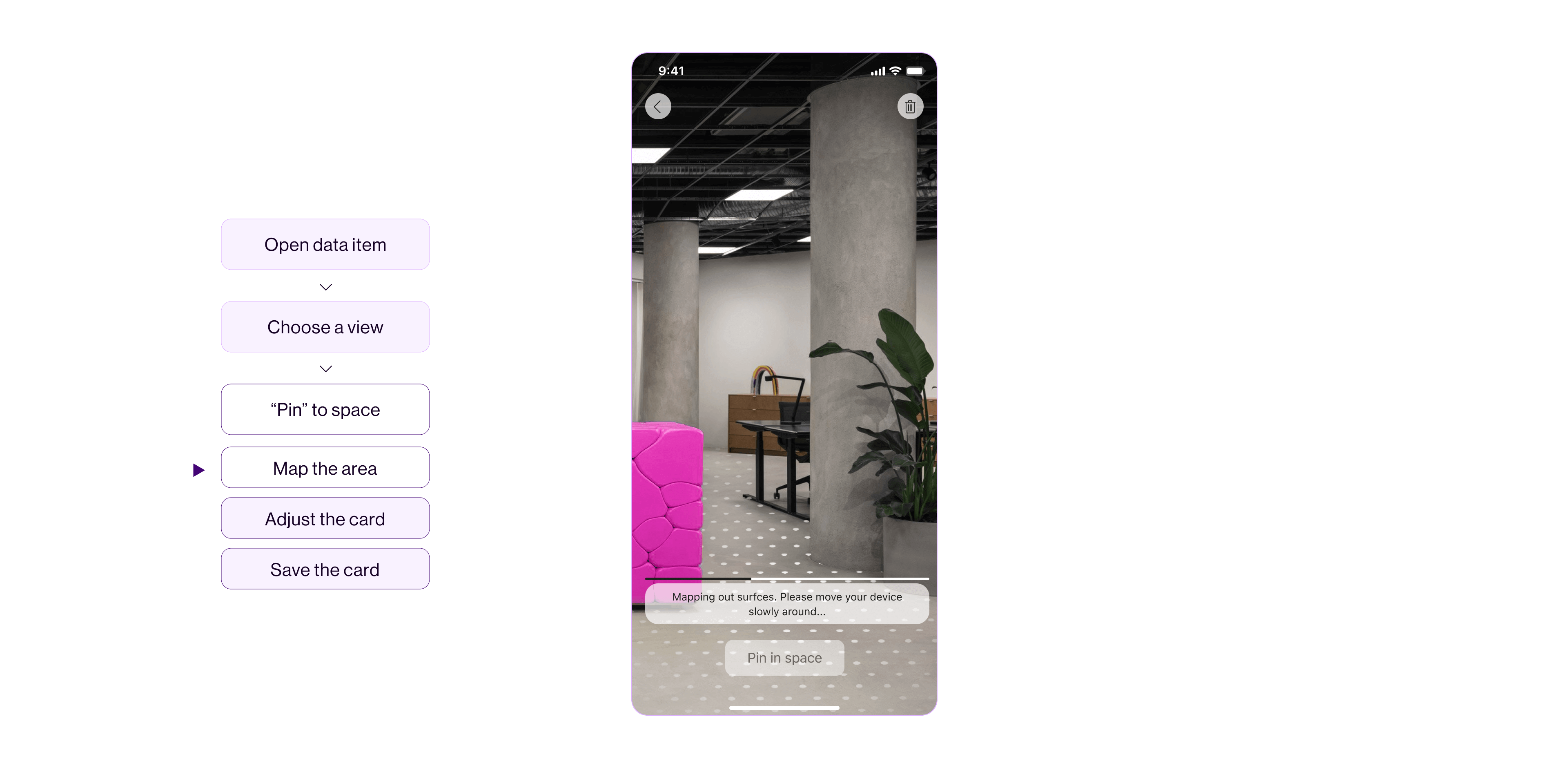 Starting the "Pinning" process by mapping the surfaces in the area.