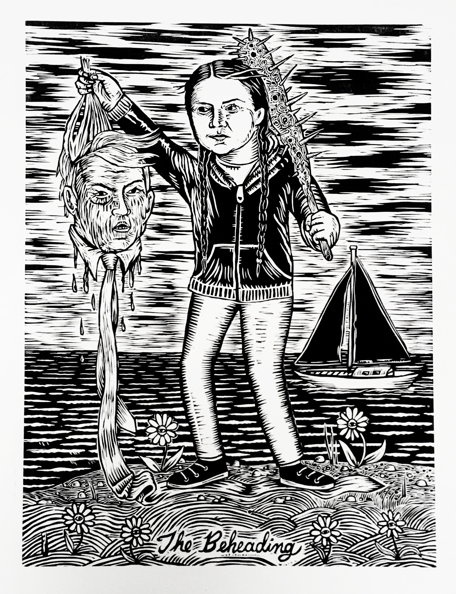 Greta’s Revenge, Linocut, 18” x 24”, 2020