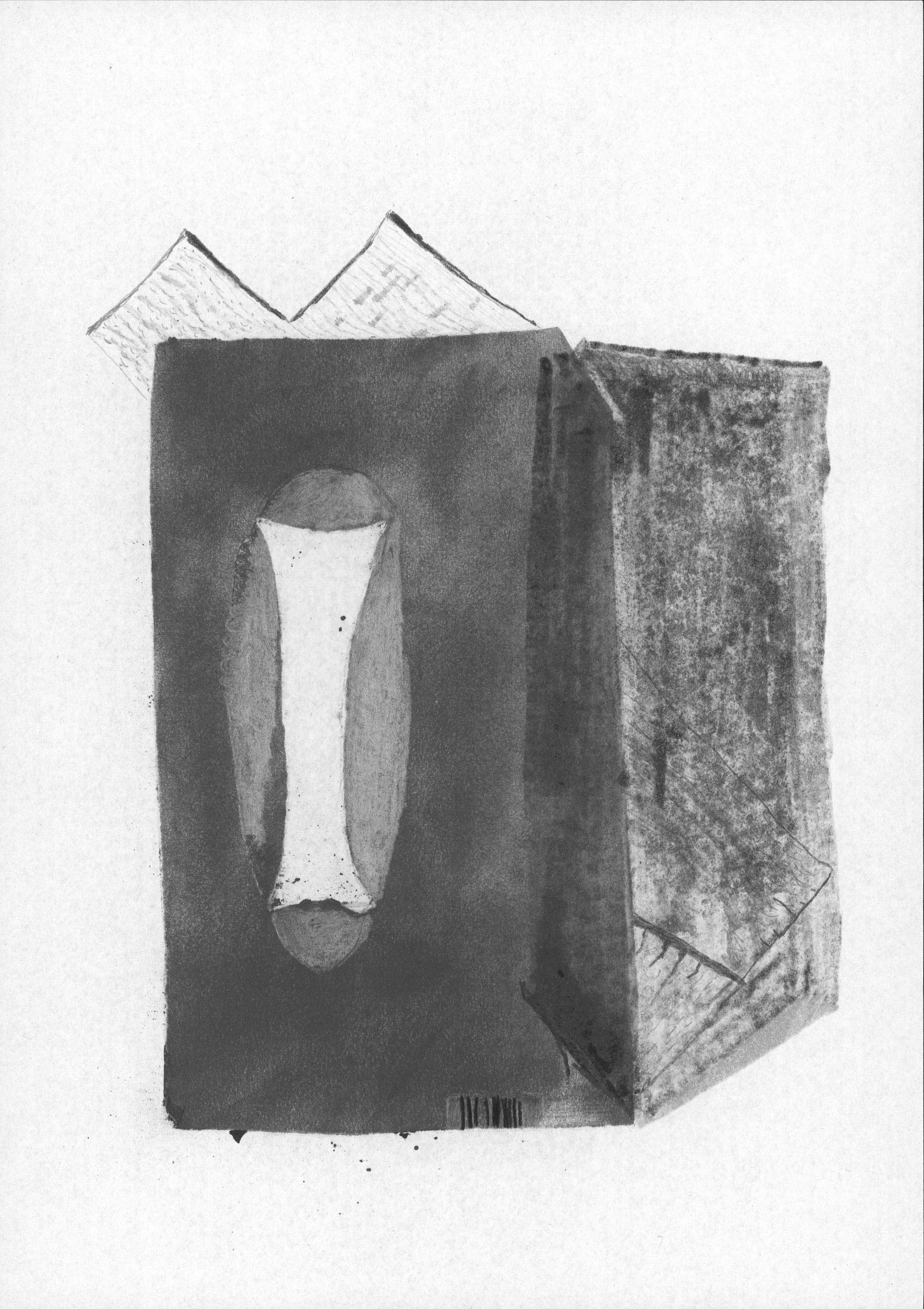 two pyramids, pencil, marker, graphite on paper , 29,7 x 21 cm, 2016