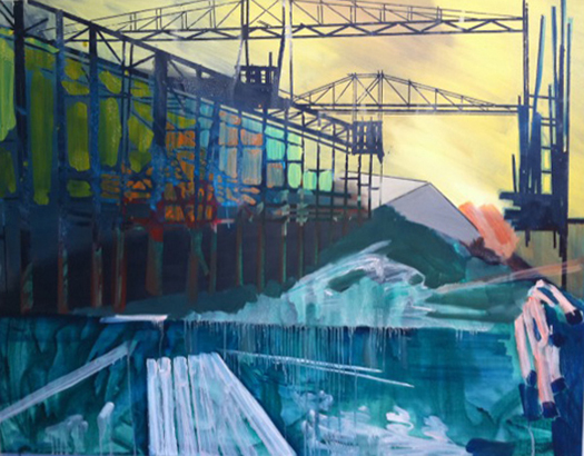 Laying Keel, Acrylic and Oil on canvas, 38"x54" 2011