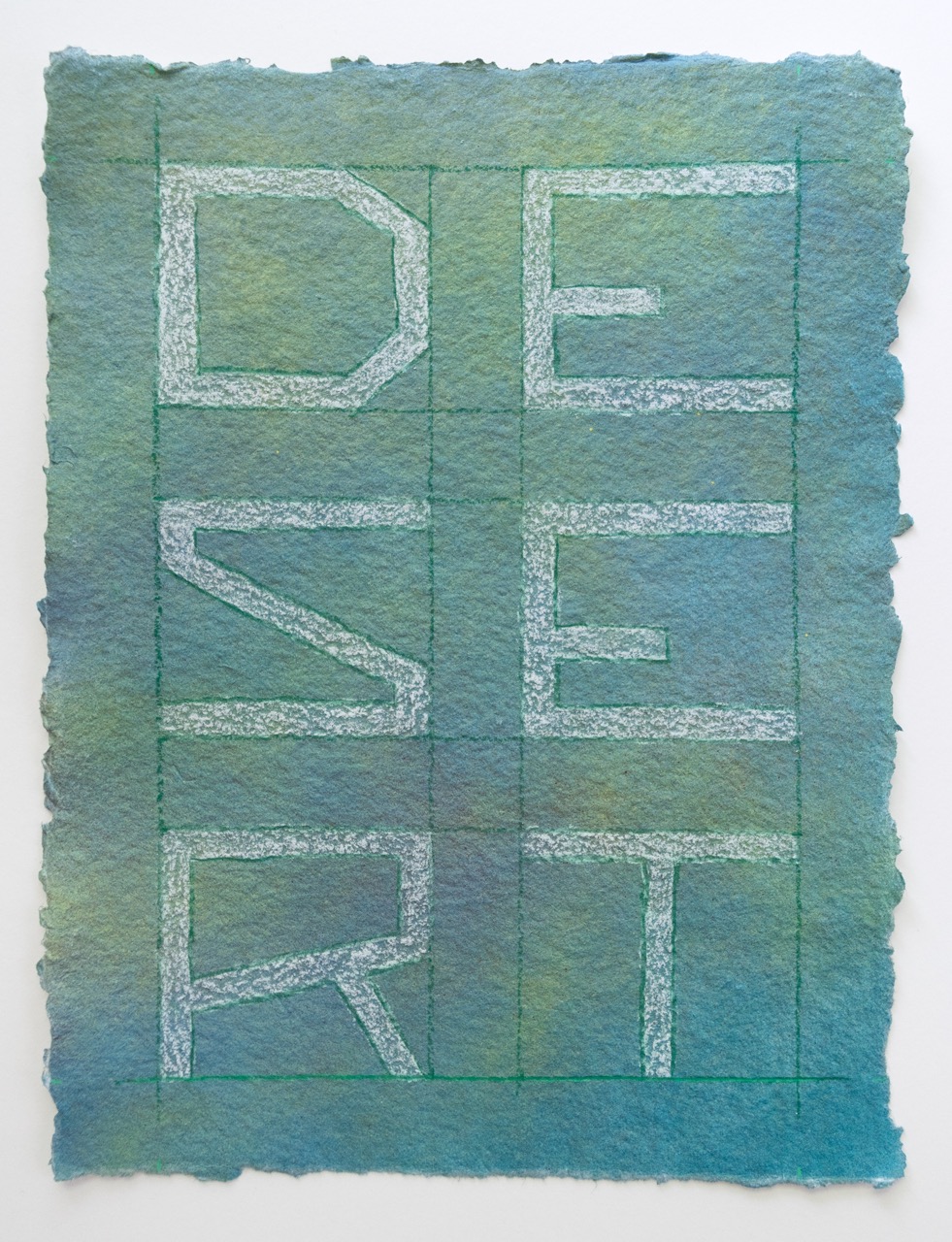 Late Night Swims (Desert) Enamel, colored pencil, handmade paper 9 x 12 inches 2017