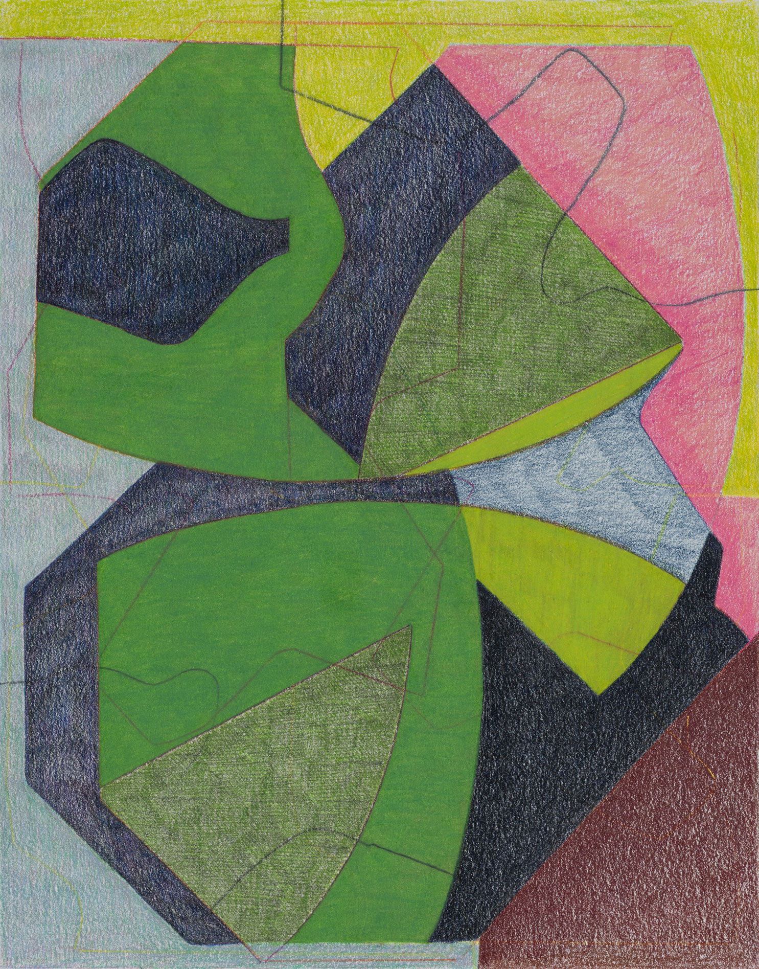 Urban Green, 2023, colored pencil and graphite on paper, 14 × 11".