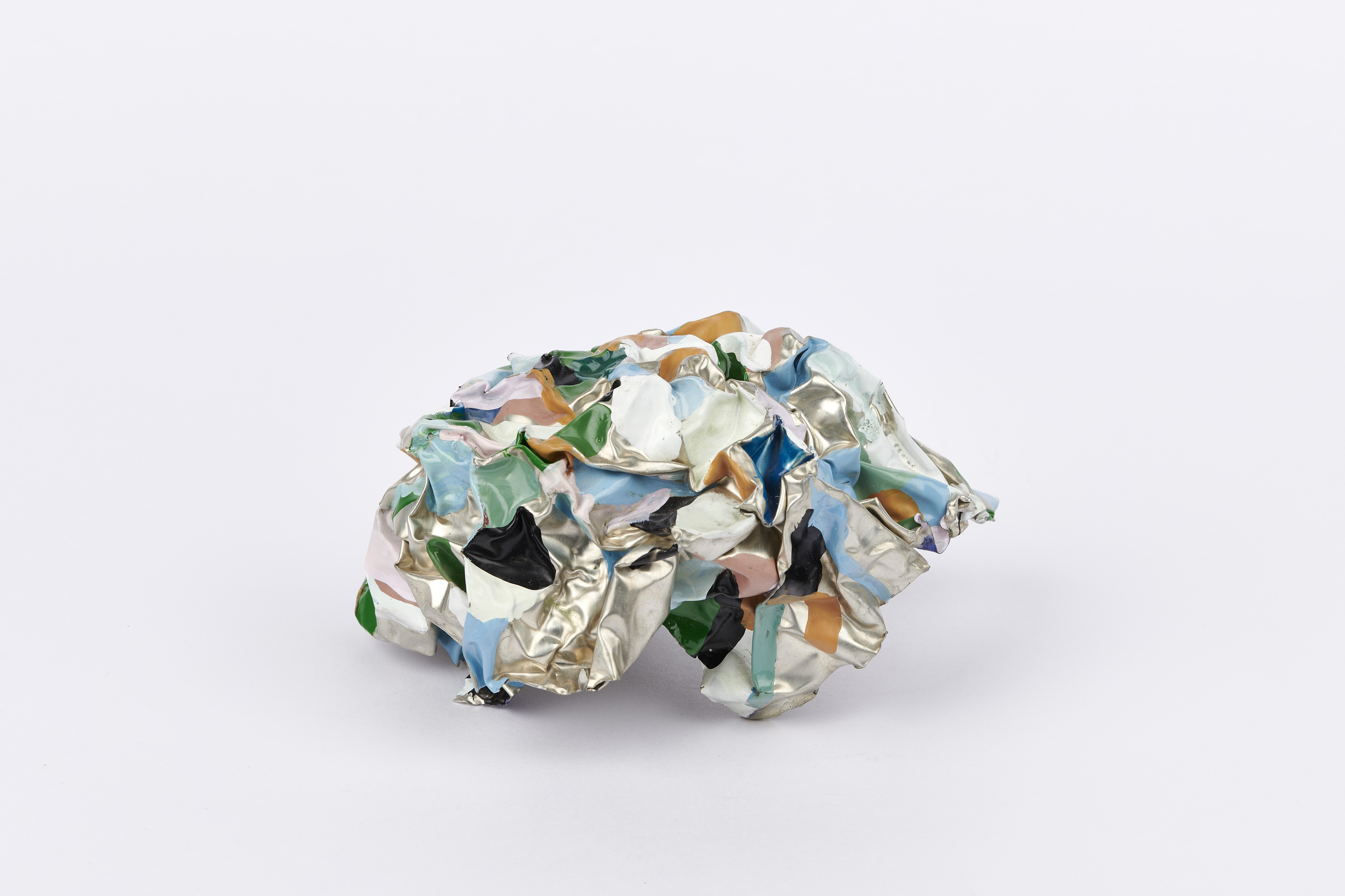 Hedwig Barry, "Crumpled", 2020, enamel on pewter