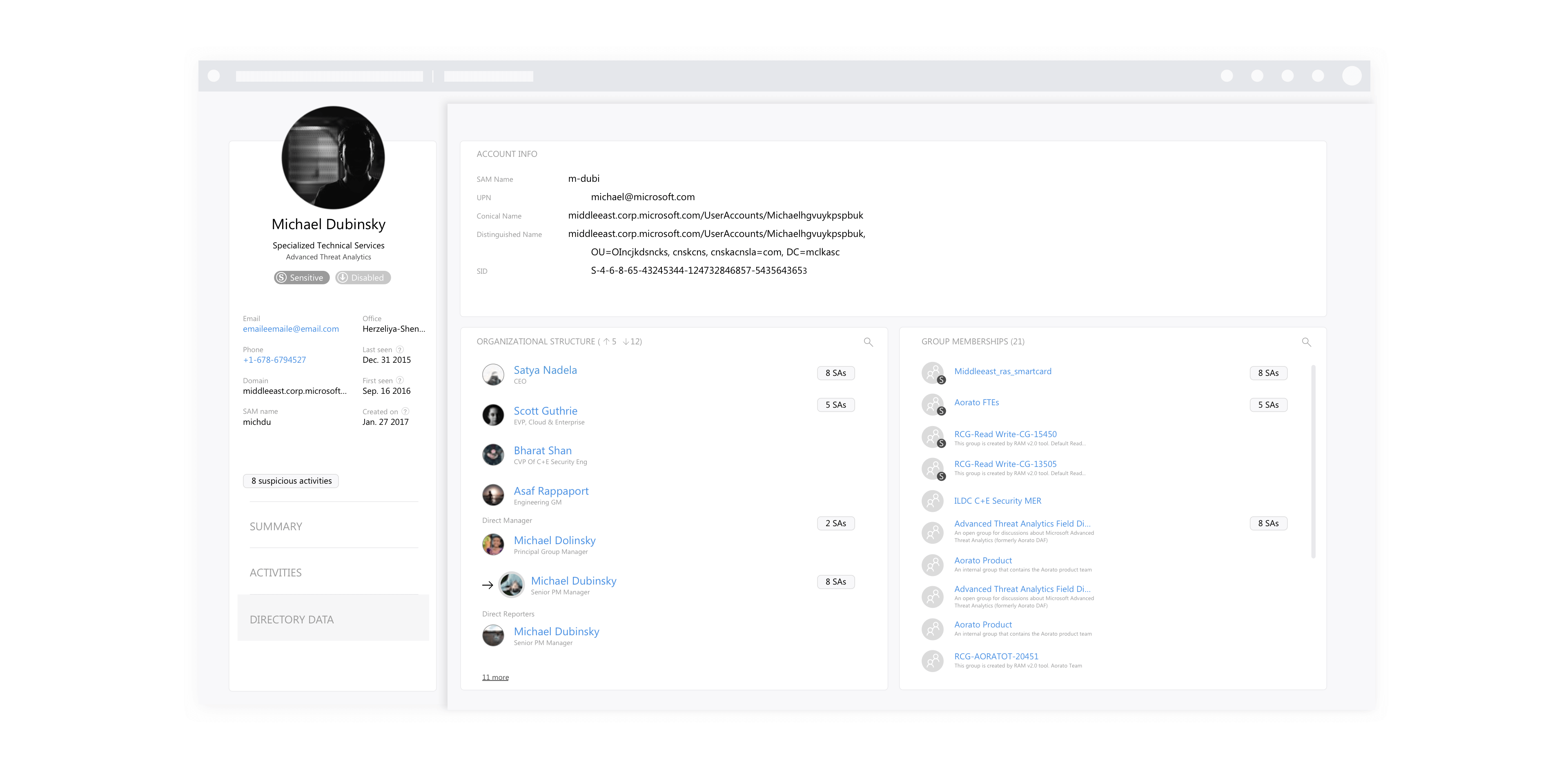 The Directory Data tab in the new profile page.