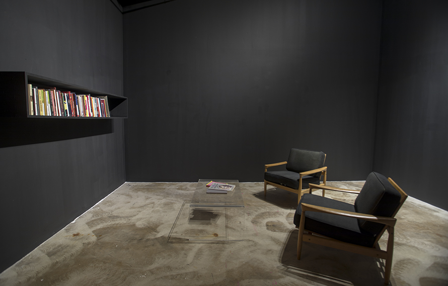 Cliteroeca (2017)  Wood Bookshelf with a selection of publications by a variety of authors. Dimension Variables. Edition of 3  