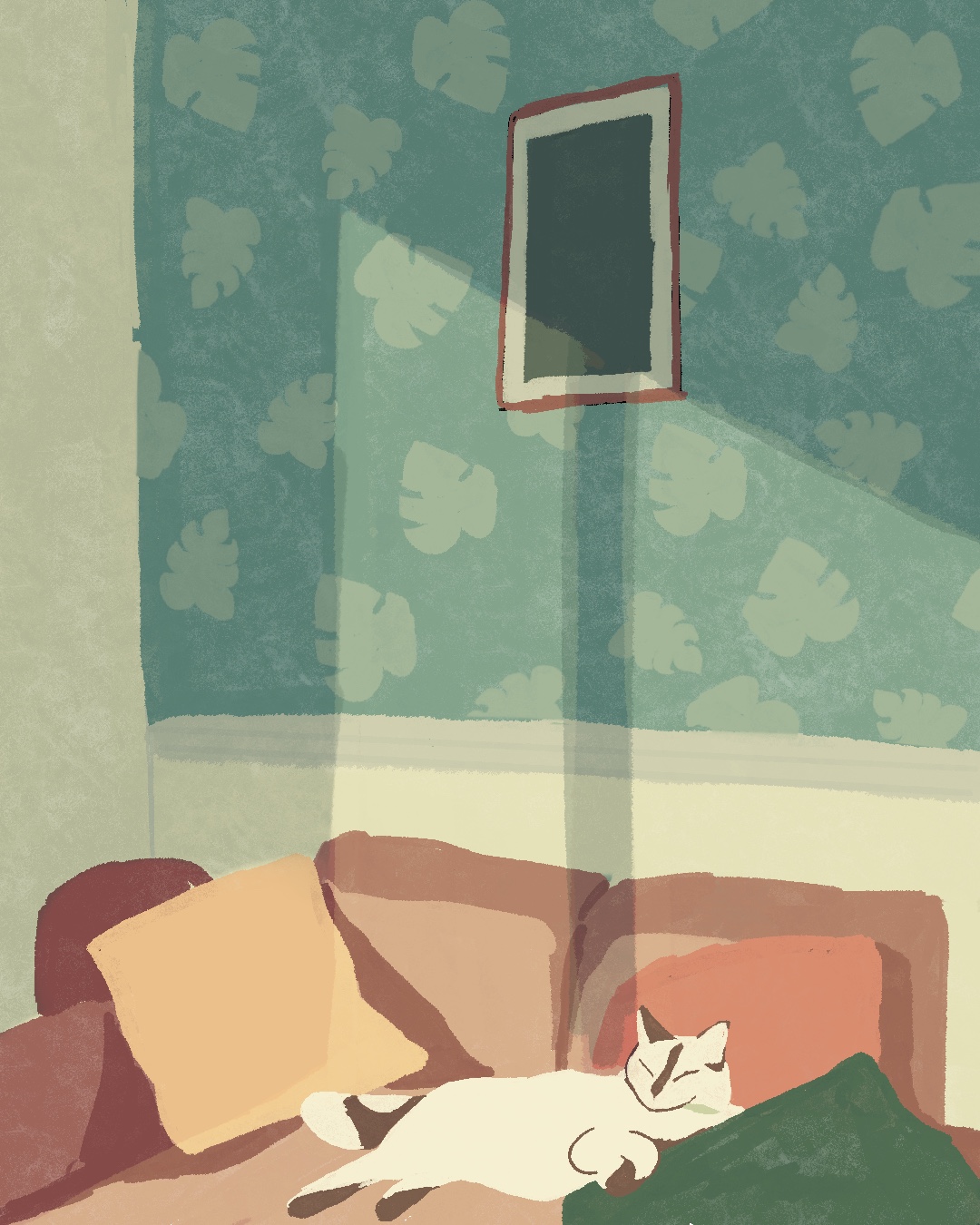 Illustration of a sleeping cat