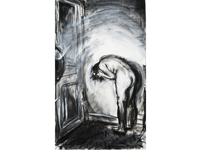 Woman Covering FaceCharcoal and gesso on paper10"x15"2010