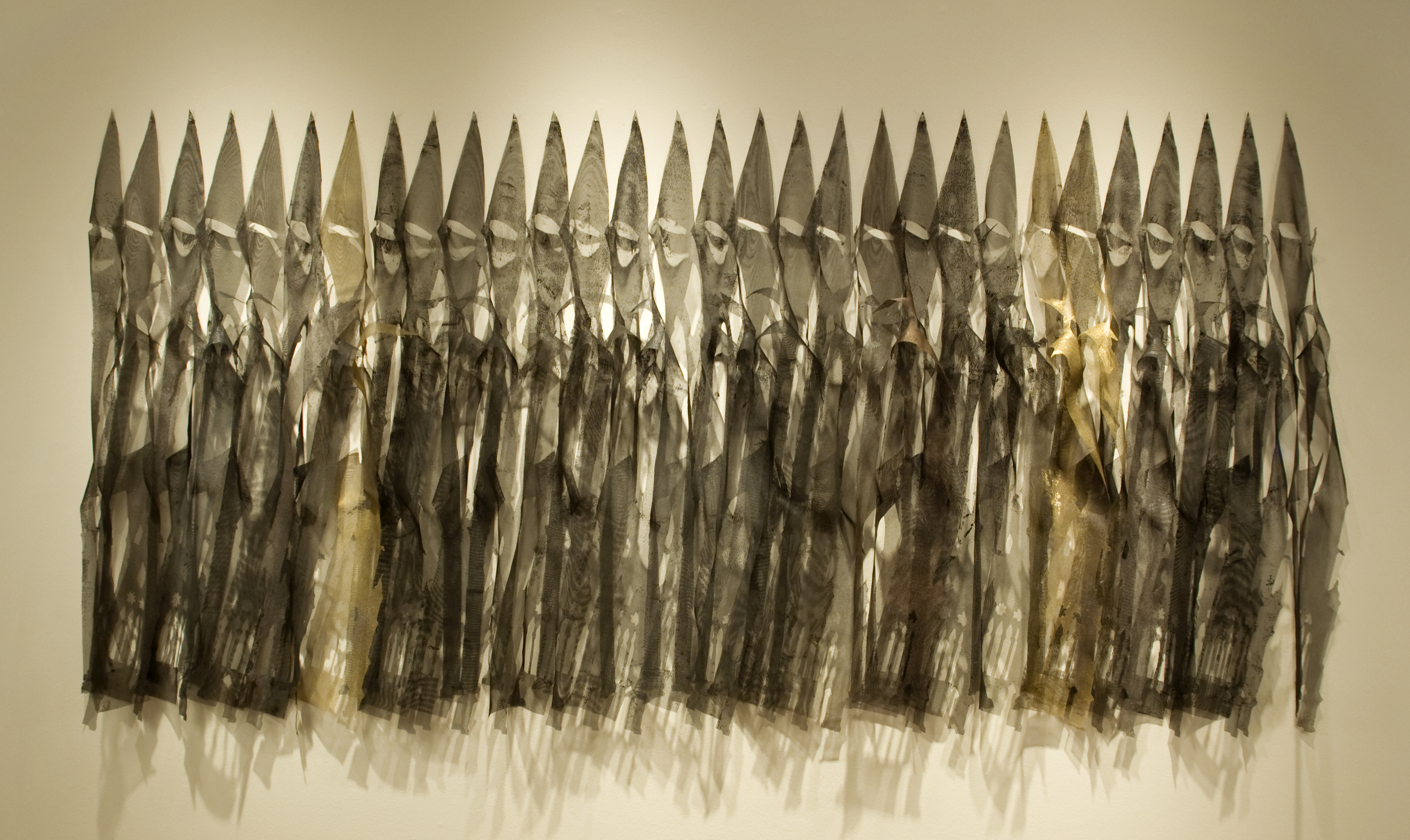 Shadow Buttress. painted and hand cut mesh. 44in x 6ft 6in x 4in. 2009.