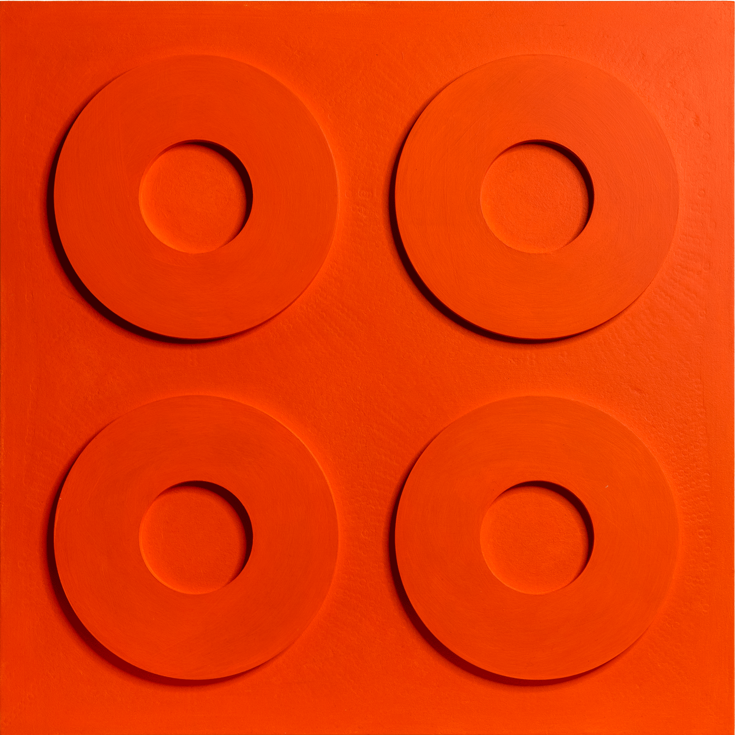 Monochrome Landscapes II. Cadmium Orange Hue 4 / Series of acrylic paintings on fibreboard 2021–2022 / 50x50 cm