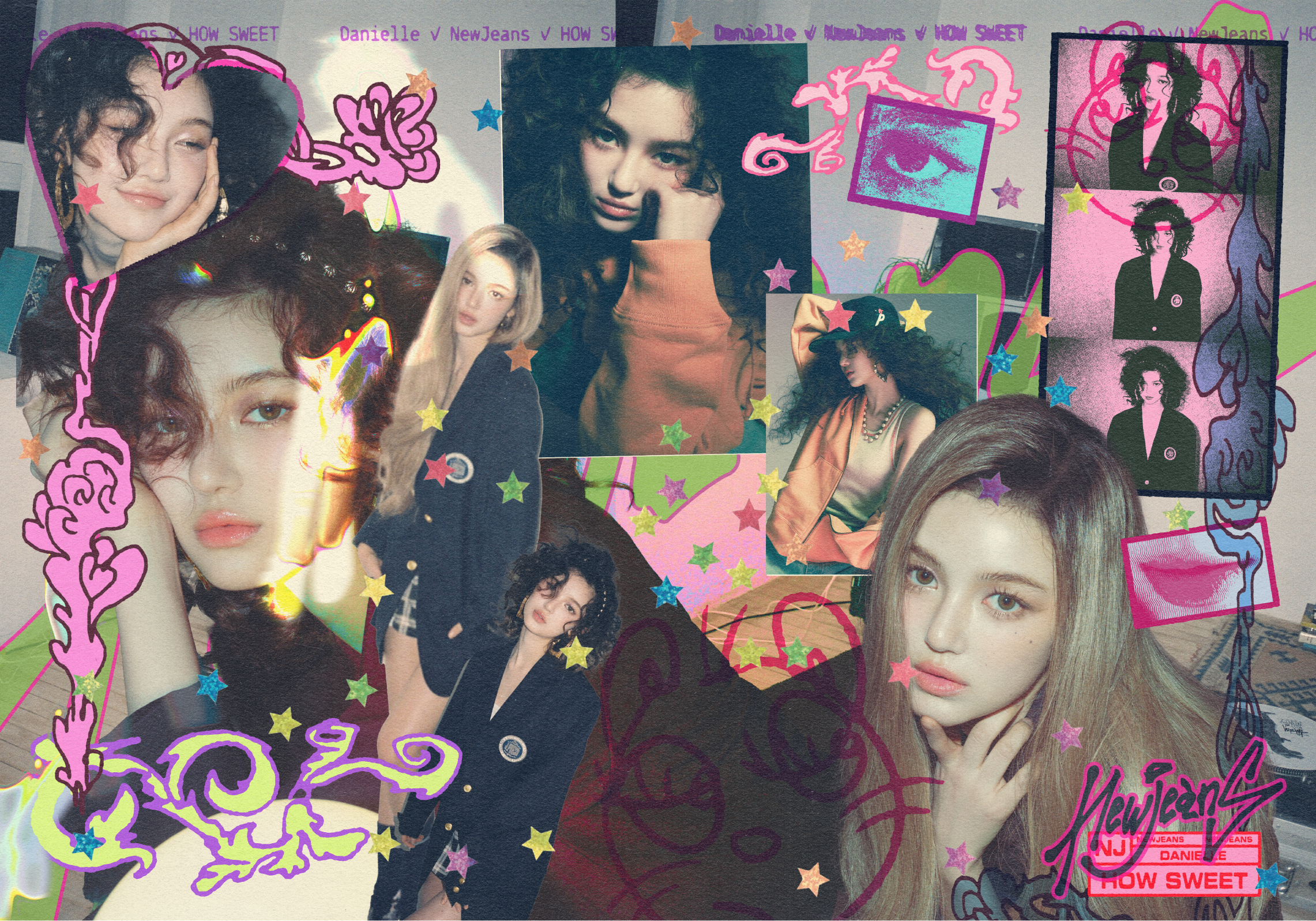 NewJeans 'HOW SWEET' Album Character, Illust, Logo Design