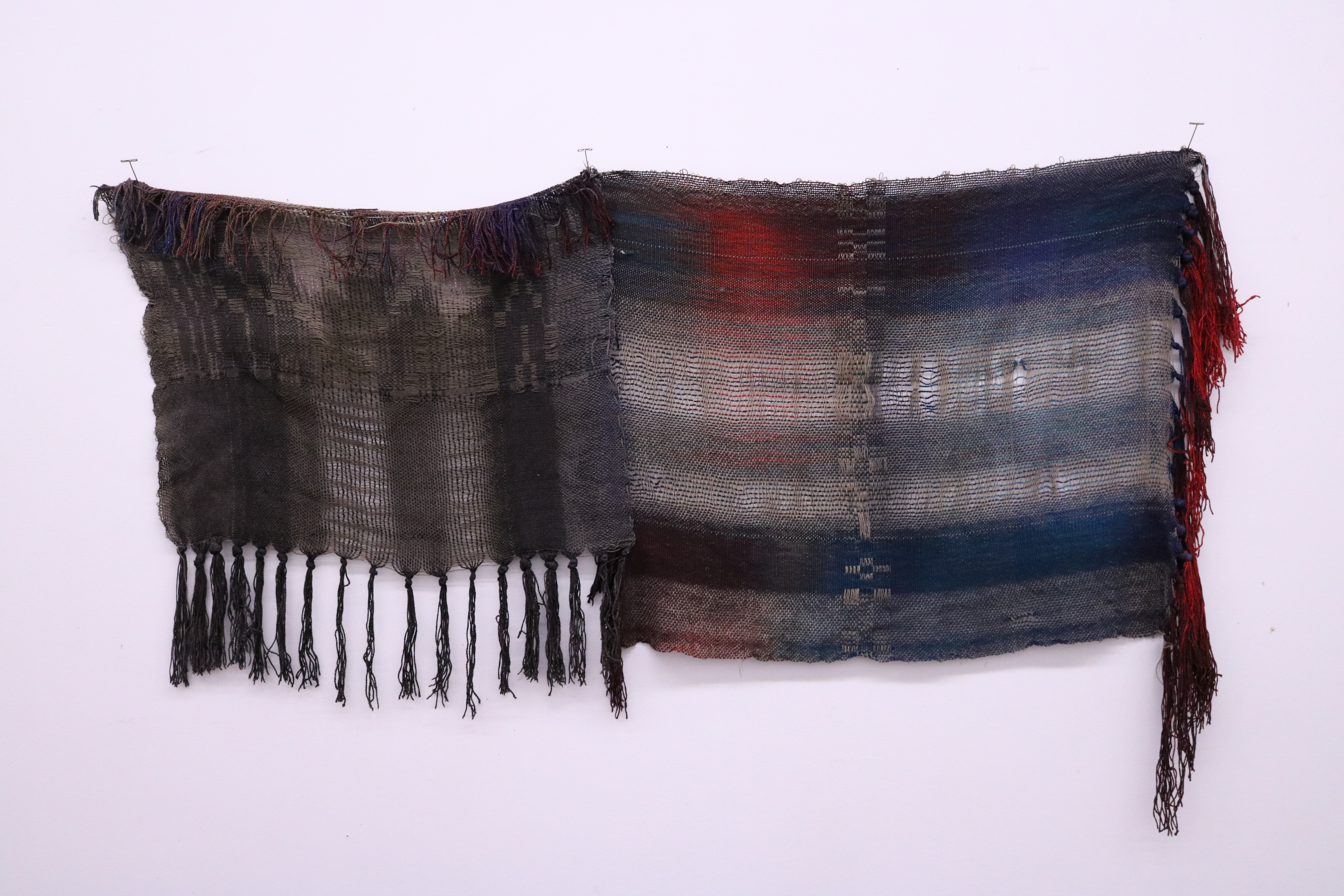 Sediment, silk and wool, 37" by 17"