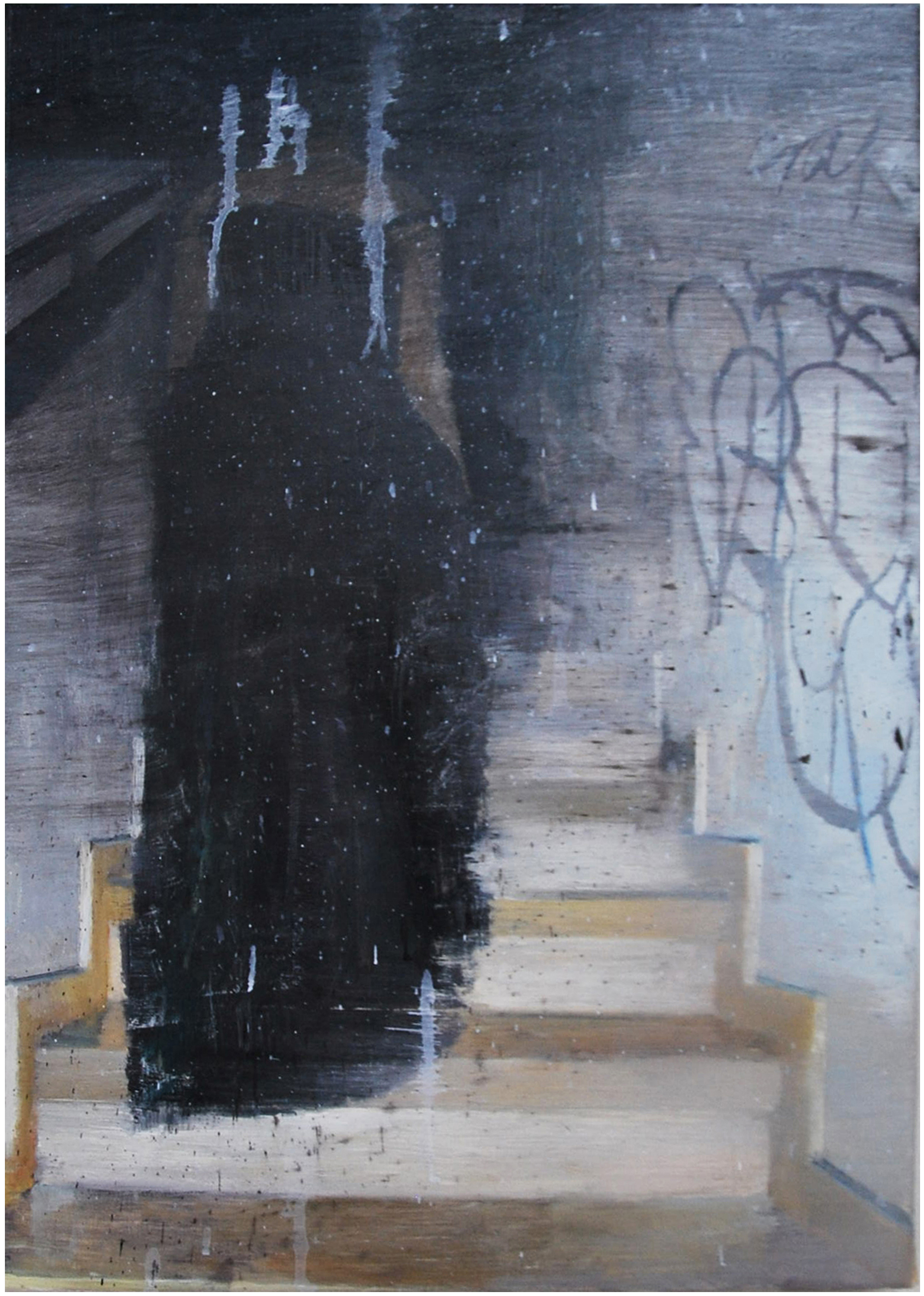 "Modelo sobre escalera", oil on canvas, 56 x 48 cm, 2012
