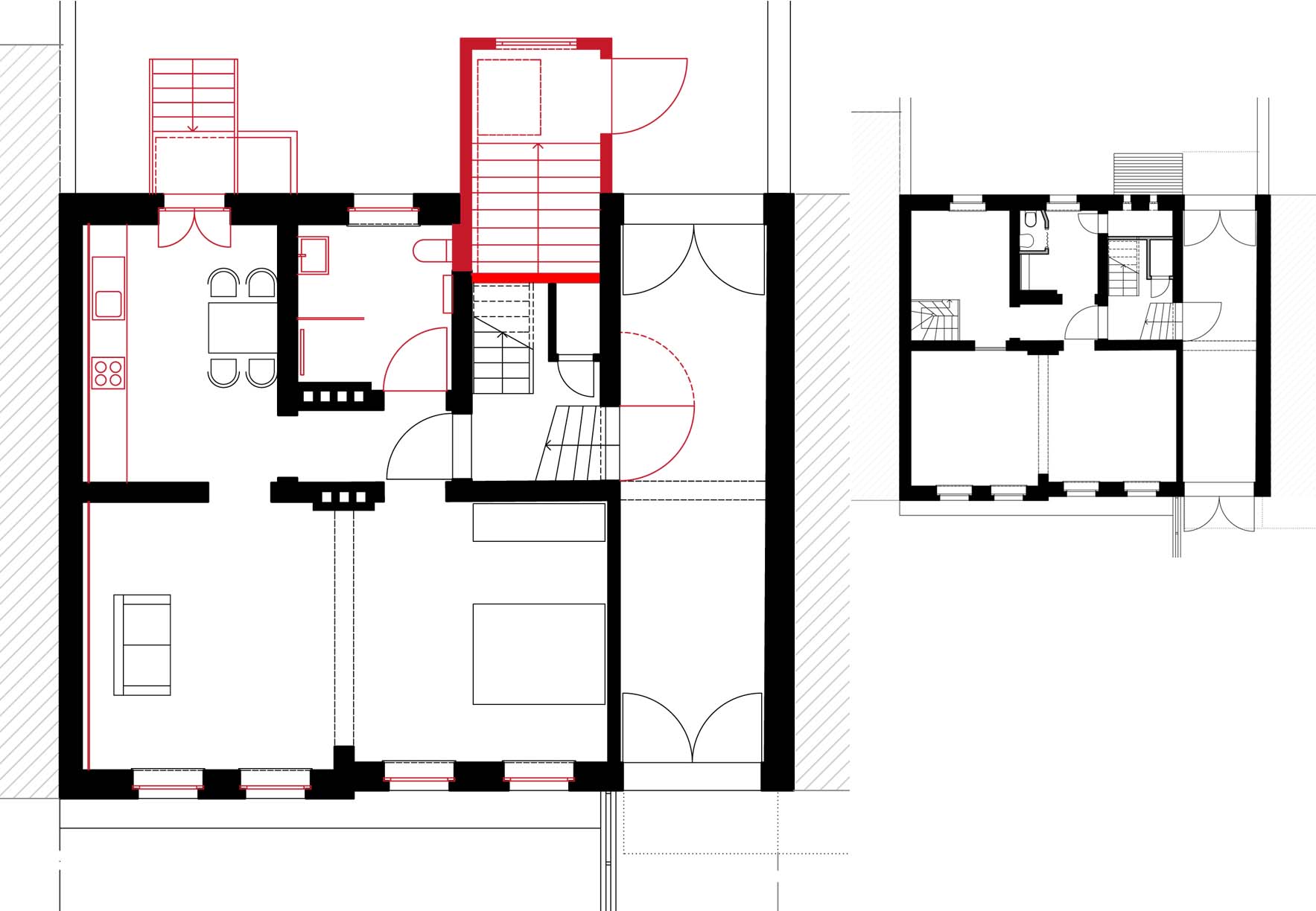 Grundriss Mietwohnung Erdgeschoss / Bestand Erdgeschoss
