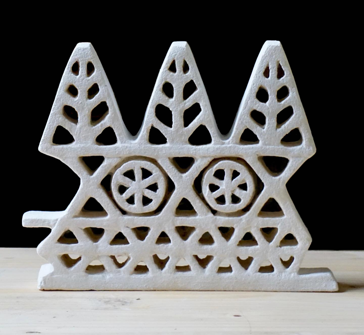 Mykonos (after an architectural detail in Greece), 16 x 13 x 3.5, ceramic stoneware with white underglaze