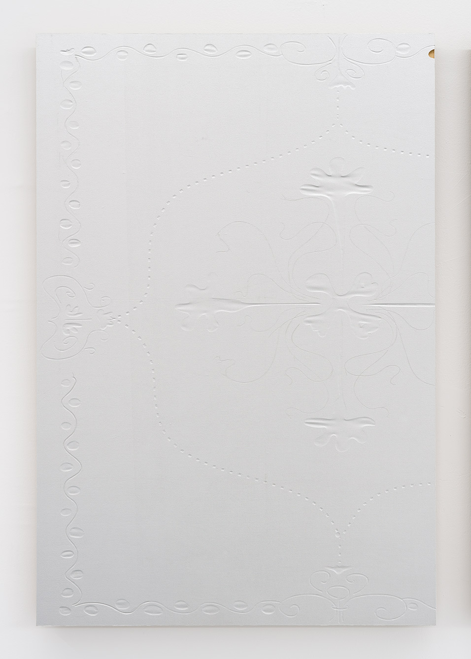 Something New - Silver 01, 2024, cotton on board, 46 x 31 x 1 1/2 in. (116.8 x 78.7 x 3.8 cm.)