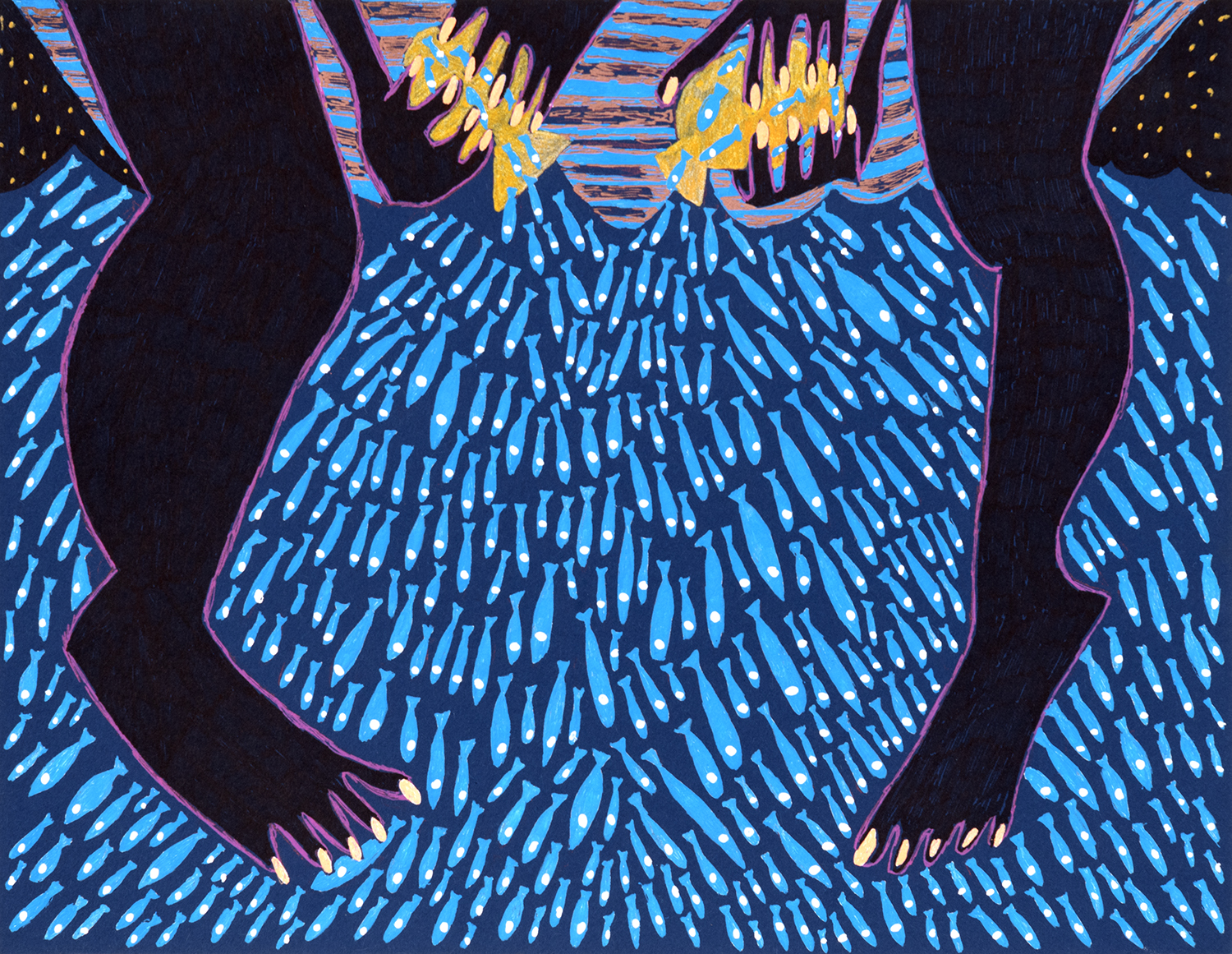 “Eternal Release,” 2018, ink and colored pencil on paper, 8 ¹⁄₂" x 11"