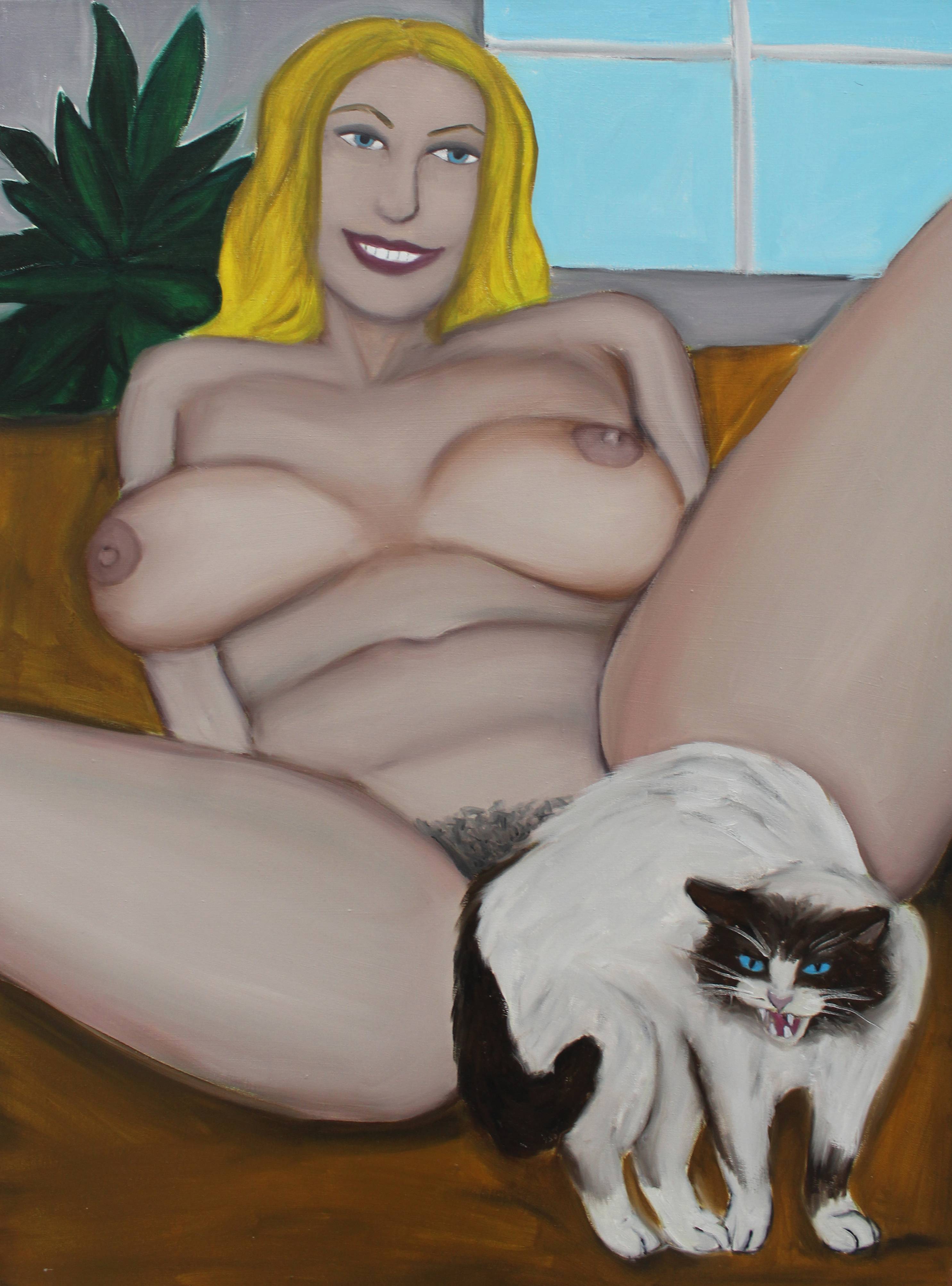 Angry Pussy II., Oil on canvas, 80x60 cm, 2021