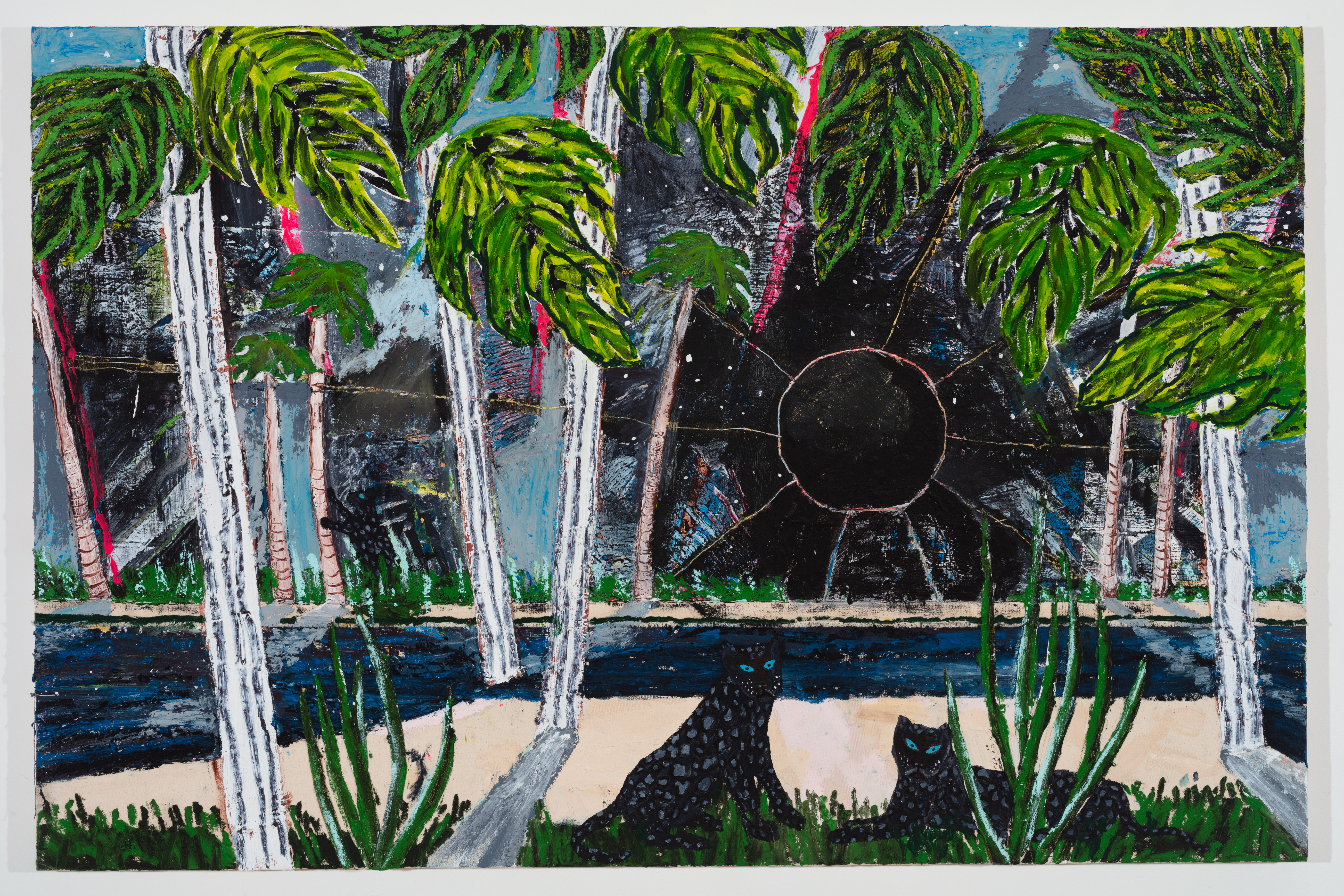 Here and Thereoil and canvas collage on panel41"x62.5"