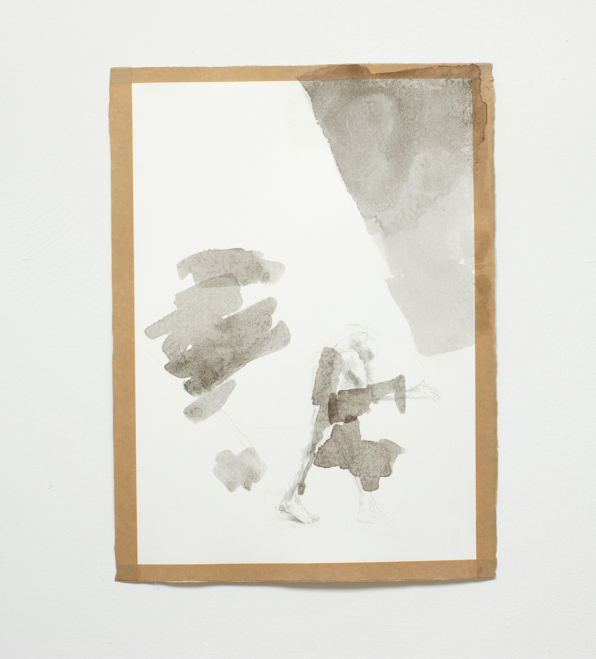 Orion drawing 1, oak gall ink, pencil, gummed paper 16inches by 12 inches