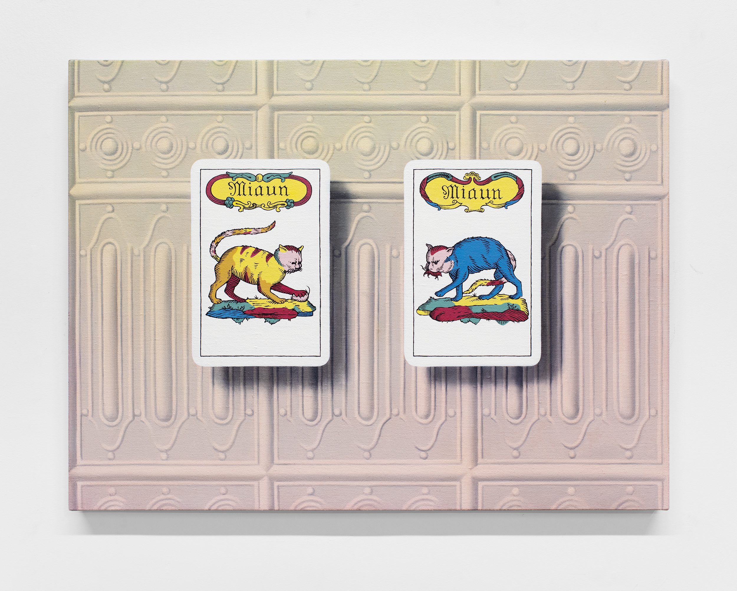 Miaun (der katzelmacher), 2024, Oil on linen mounted on panel, 18x24 inch.