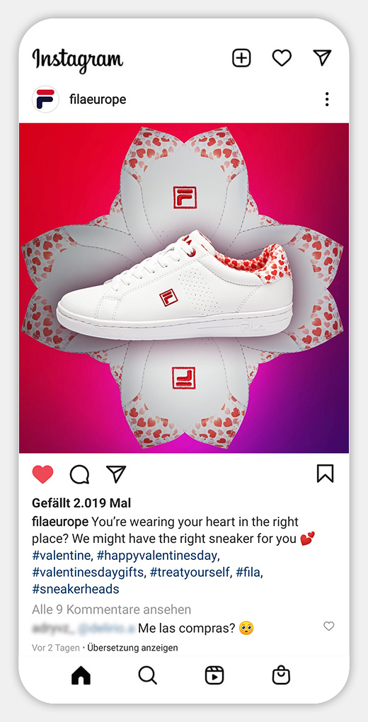 One of the sneakers featured in the campaign, set against a kaleidoscope background resembling blooming flowers