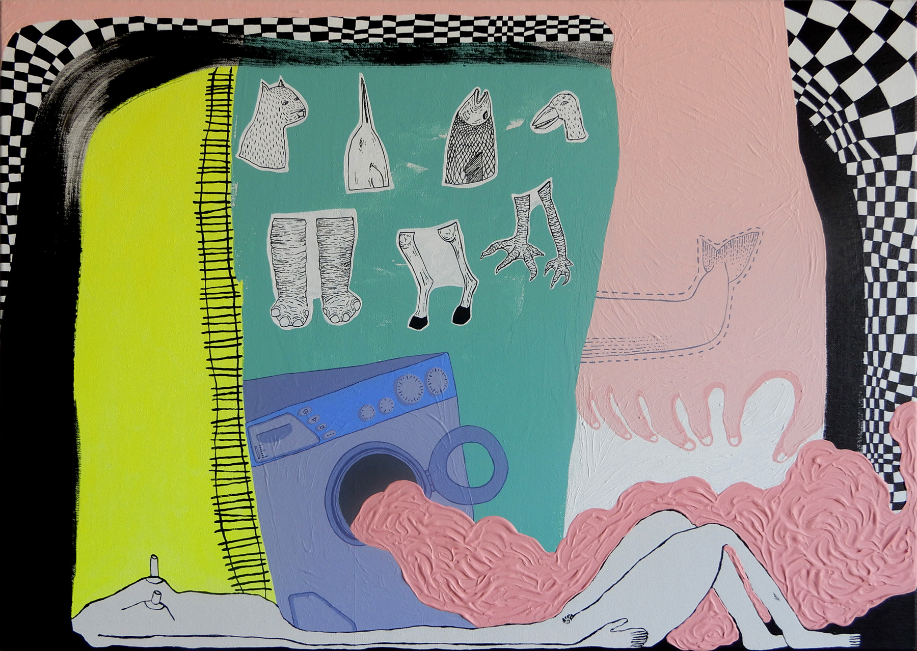 untitled, 2019, acrylic paint, ink on canvas, 50 ×70 cm